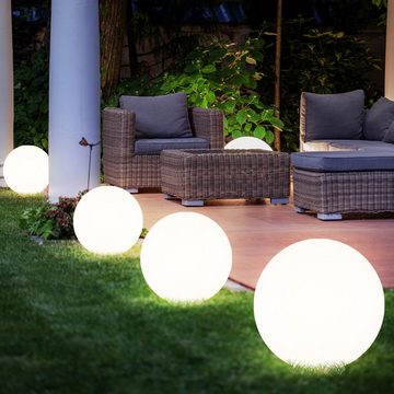 etc-shop LED Gartenleuchte, LED-Leuchtmittel fest verbaut, Solarkugel Außenlampe Gartendeko LED Kugelleuchte weiß H 62cm 4er Set