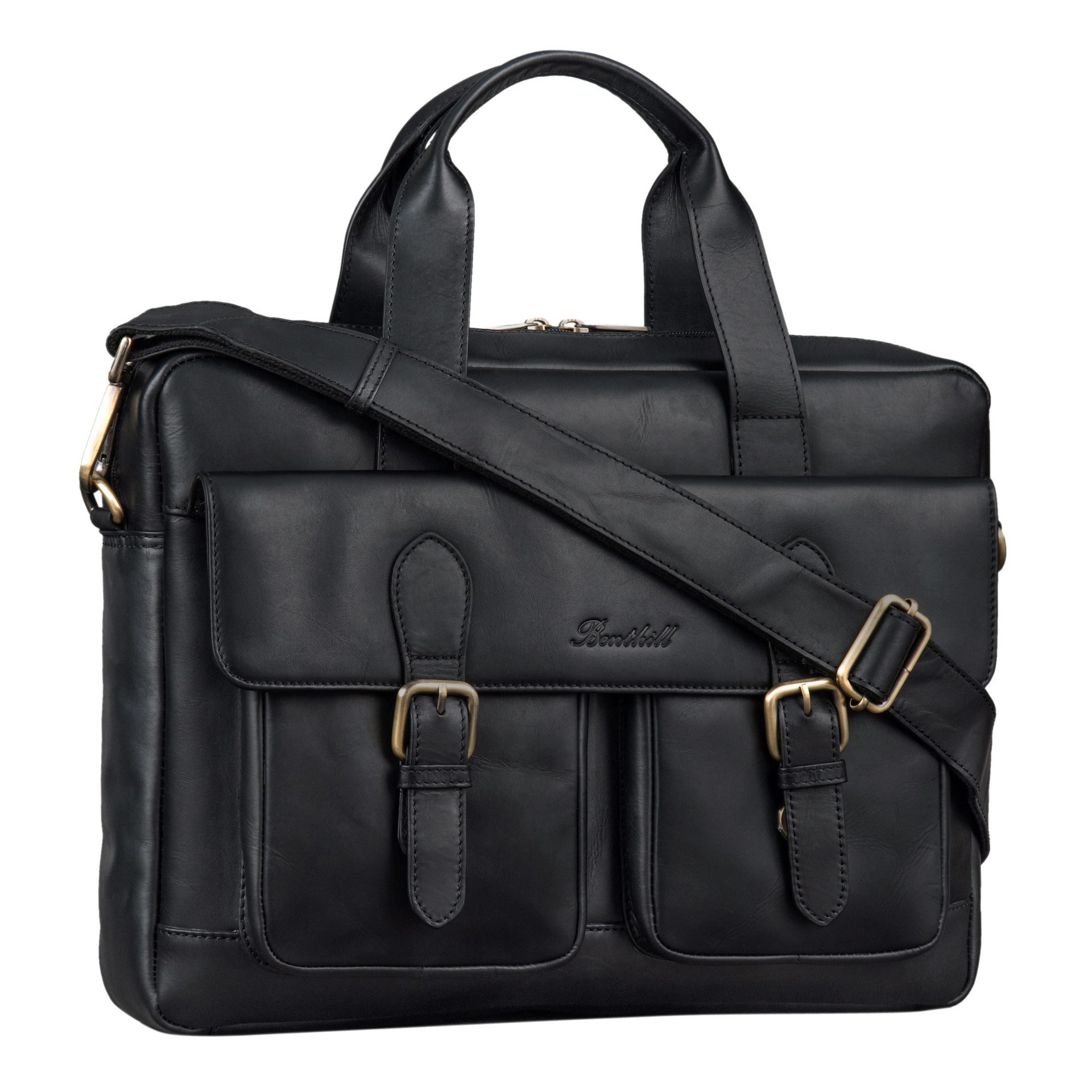 Benthill Aktentasche Echt Leder Laptoptasche Notebooktasche Umhängetasche L günstig online kaufen