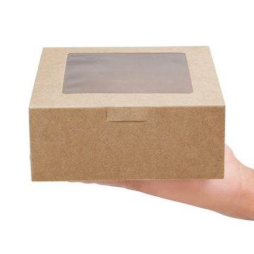Belle Vous Geschenkbox Braune Kraft Geschenkbox mit Fenster (50 Stück), Brown Kraft Gift Box with Window (50 pcs)