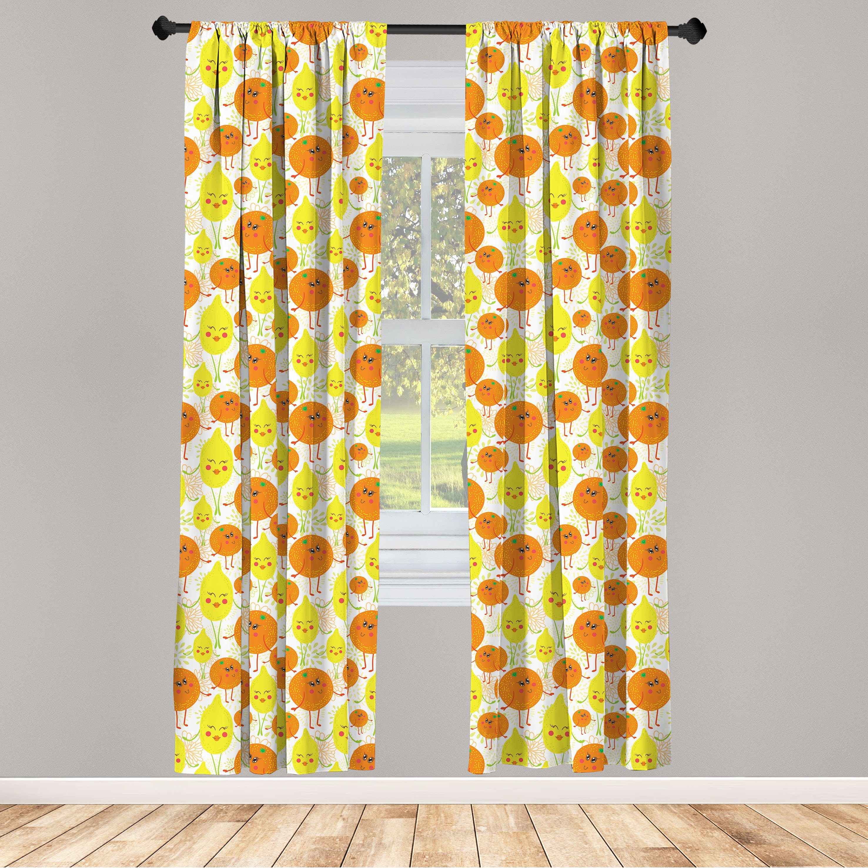 Gardine Vorhang für Wohnzimmer Schlafzimmer Dekor, Abakuhaus, Microfaser, Mandarine Fröhlich Zitrone und Orange
