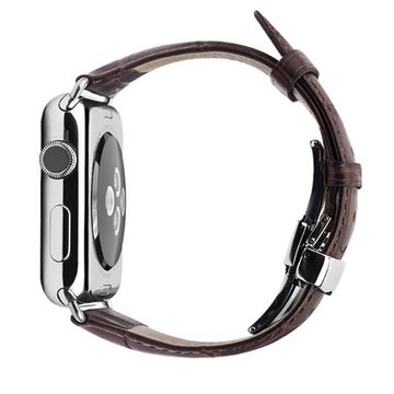 CoverKingz Smartwatch-Armband Lederband für Apple Watch 49/45/44/42mm Series Ultra 2/Ultra/9/8/SE, Lederband Edelstahl Faltschließe Serie Ultra 2/Ultra/9/8/7/6/SE/5/4/3