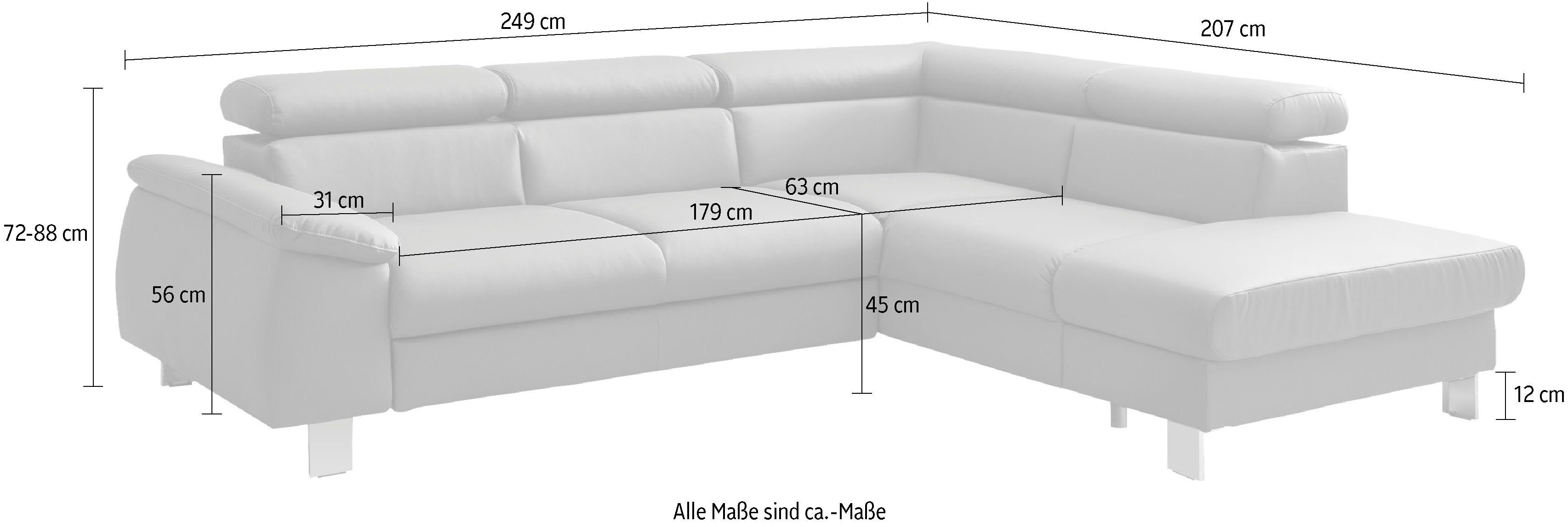 COTTA Ecksofa Komaris L-Form mit Kopfteilverstellung, günstig online kaufen