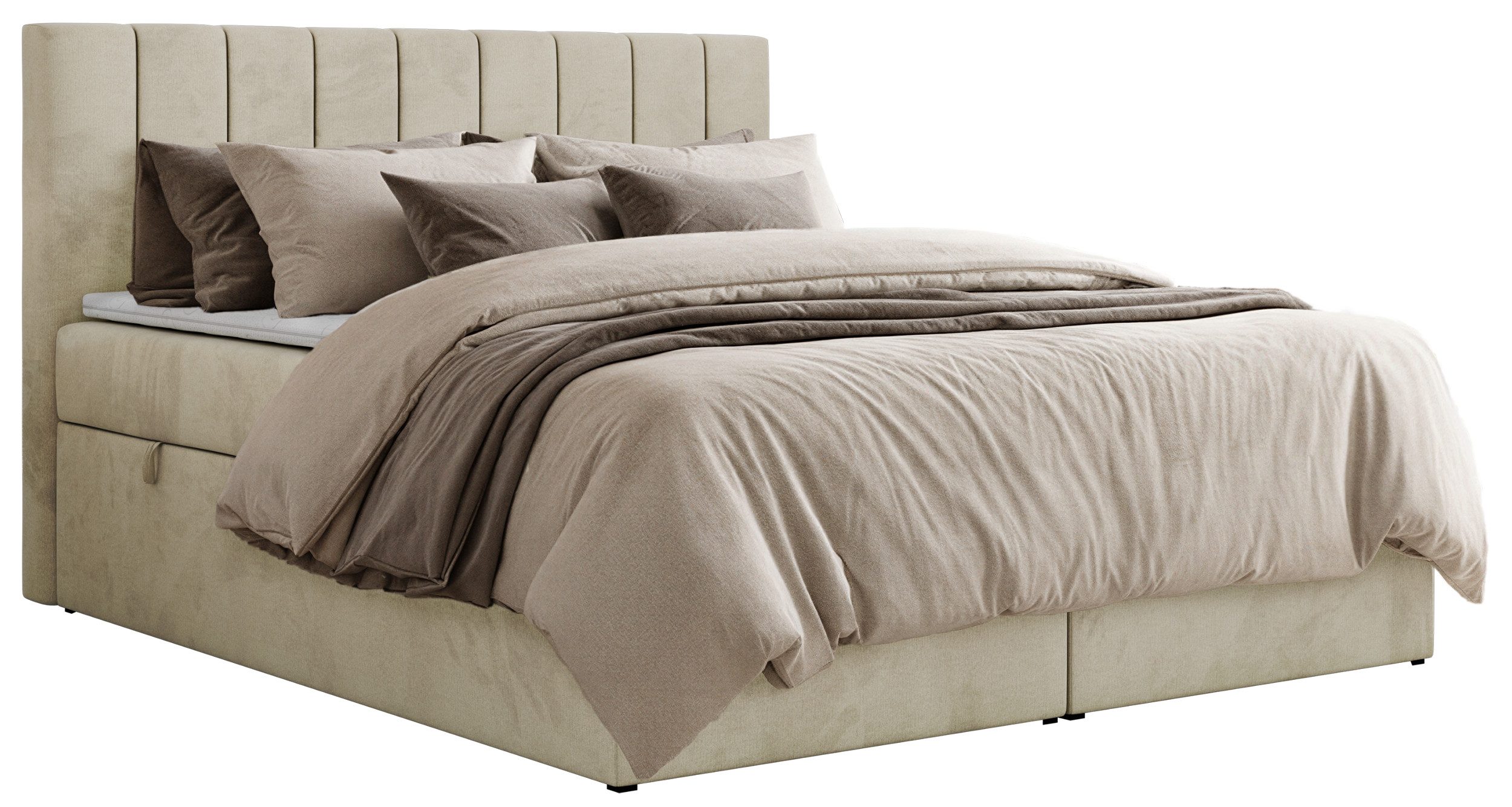 MKS MÖBEL Boxspringbett ALVER (Set, Doppelbett mit Stauraum, Matratze (H3/H4) & Topper (Visco oder T25), 2 Bettkästen, Federautomaten, Multipocket 7-Zonen H3/H4