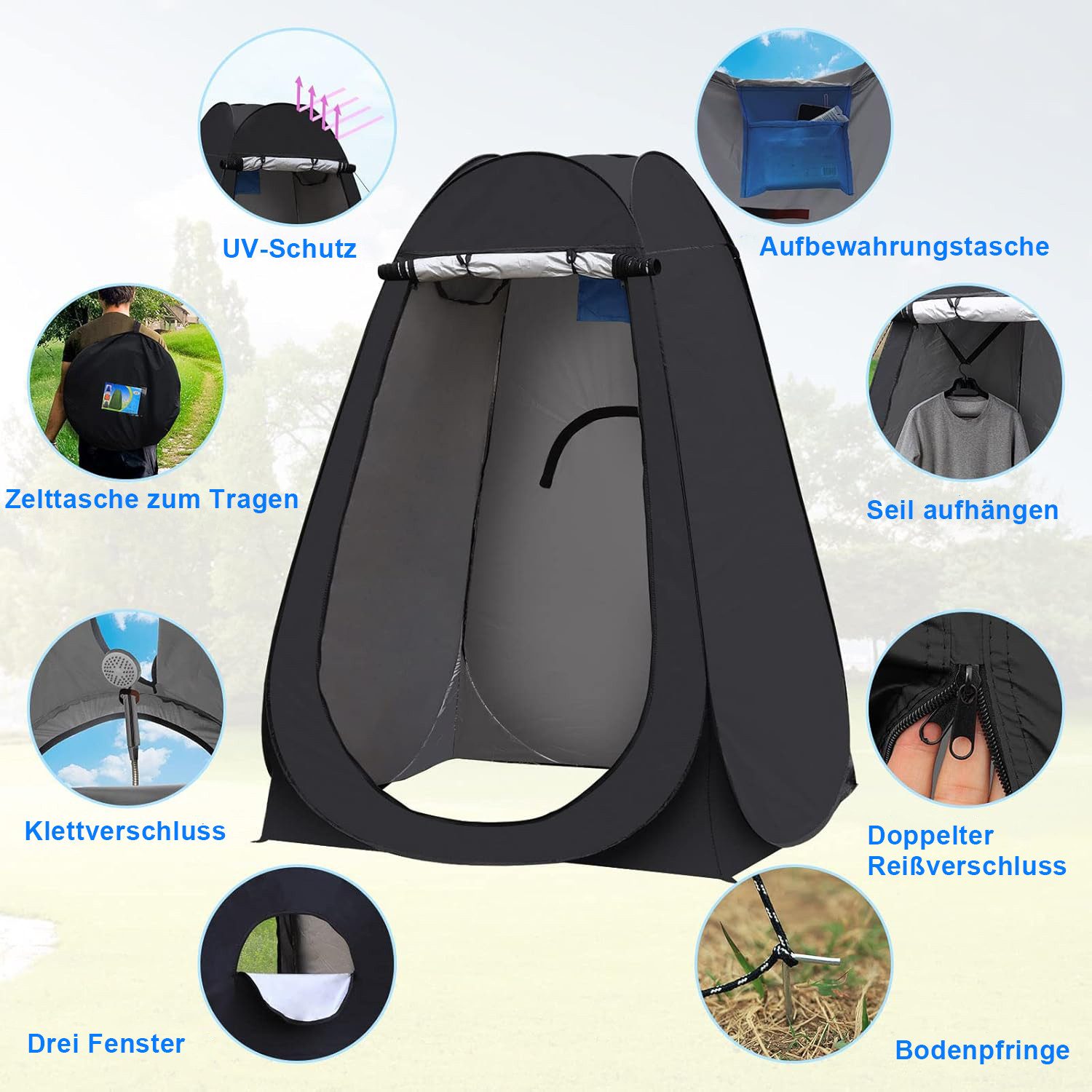 OKWISH Faltzelt Wurfzelt Tragbares Duschezelt Wasserdicht Strandzelt, (120 günstig online kaufen