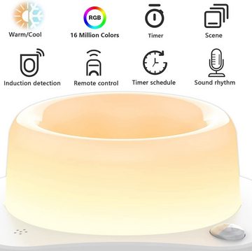 Diyarts LED Nachtlicht, LED fest integriert, Farbwechsel, App-Steuerung mit Timer, stufenlos dimmbar, USB aufladbar