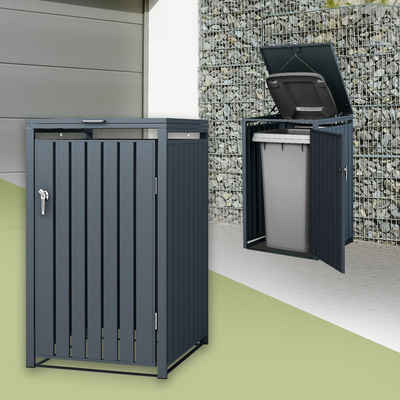 ML-DESIGN Mülltonnenbox Müllbox aus Stahl wetterfest mit Klappdeckel/Tür Mülltonnecontainer, Mülltonnenbox für 1 Tonne 240L 68x80x116,3cm Anthrazit