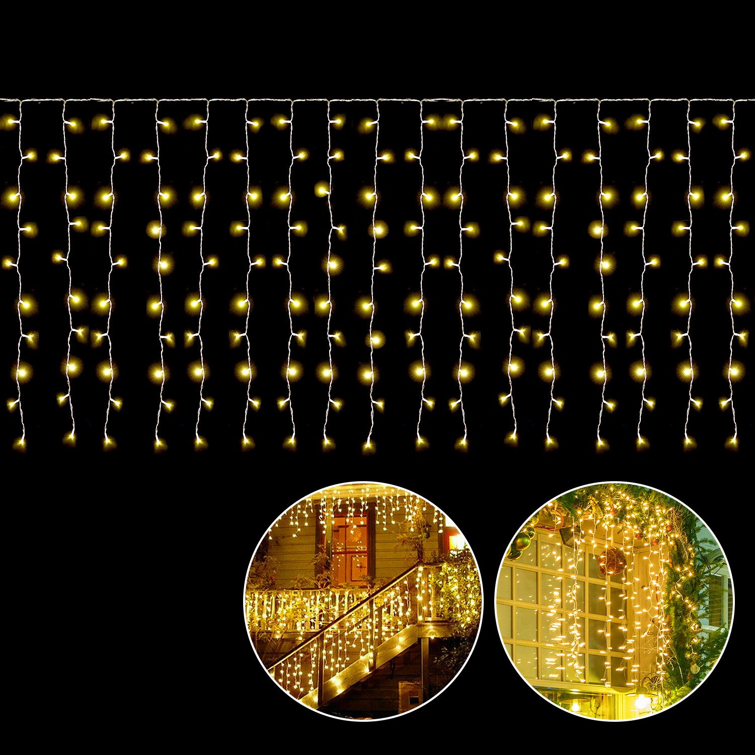 Salcar LED-Lichtervorhang LED Lichterkette Eisregenvorhang Außen, 8 Beleuch günstig online kaufen