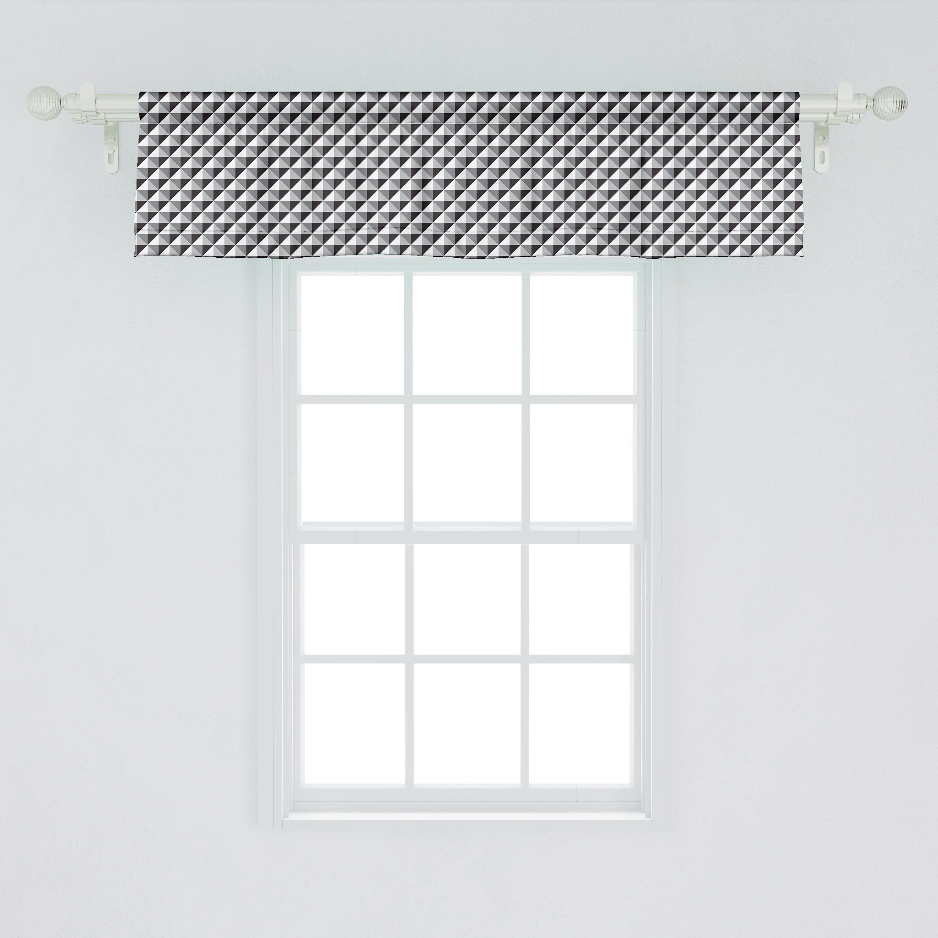 Dekor Diagonal Microfaser, Stangentasche, Abstrakt Schlafzimmer Squares Volant Vorhang Triangles für Abakuhaus, Küche Scheibengardine mit