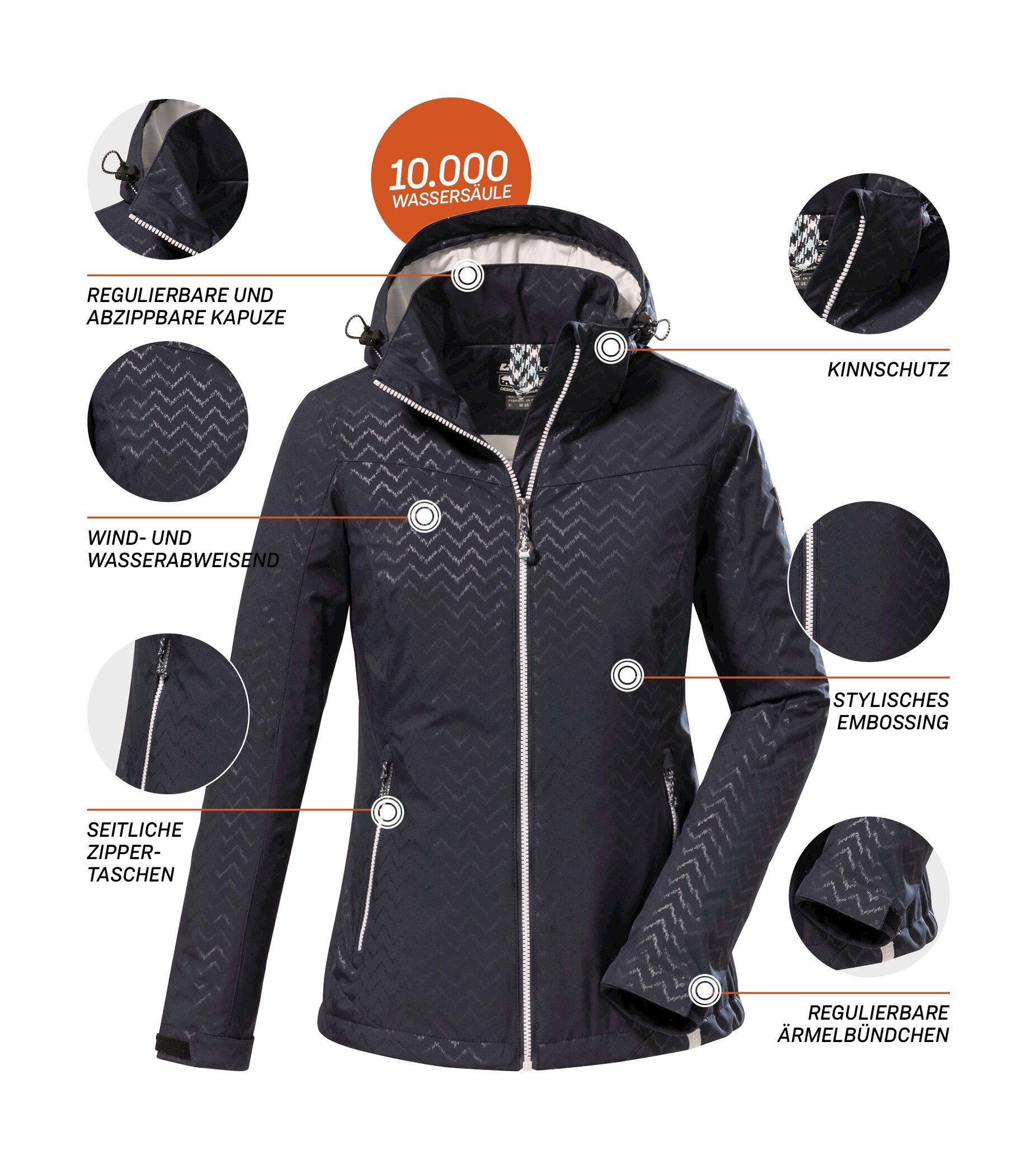 Killtec Softshelljacke KOS 176 WMN SFTSHLL JCKT Wasserabweisende, atmungsaktive Softshelljacke mit All Over-Print