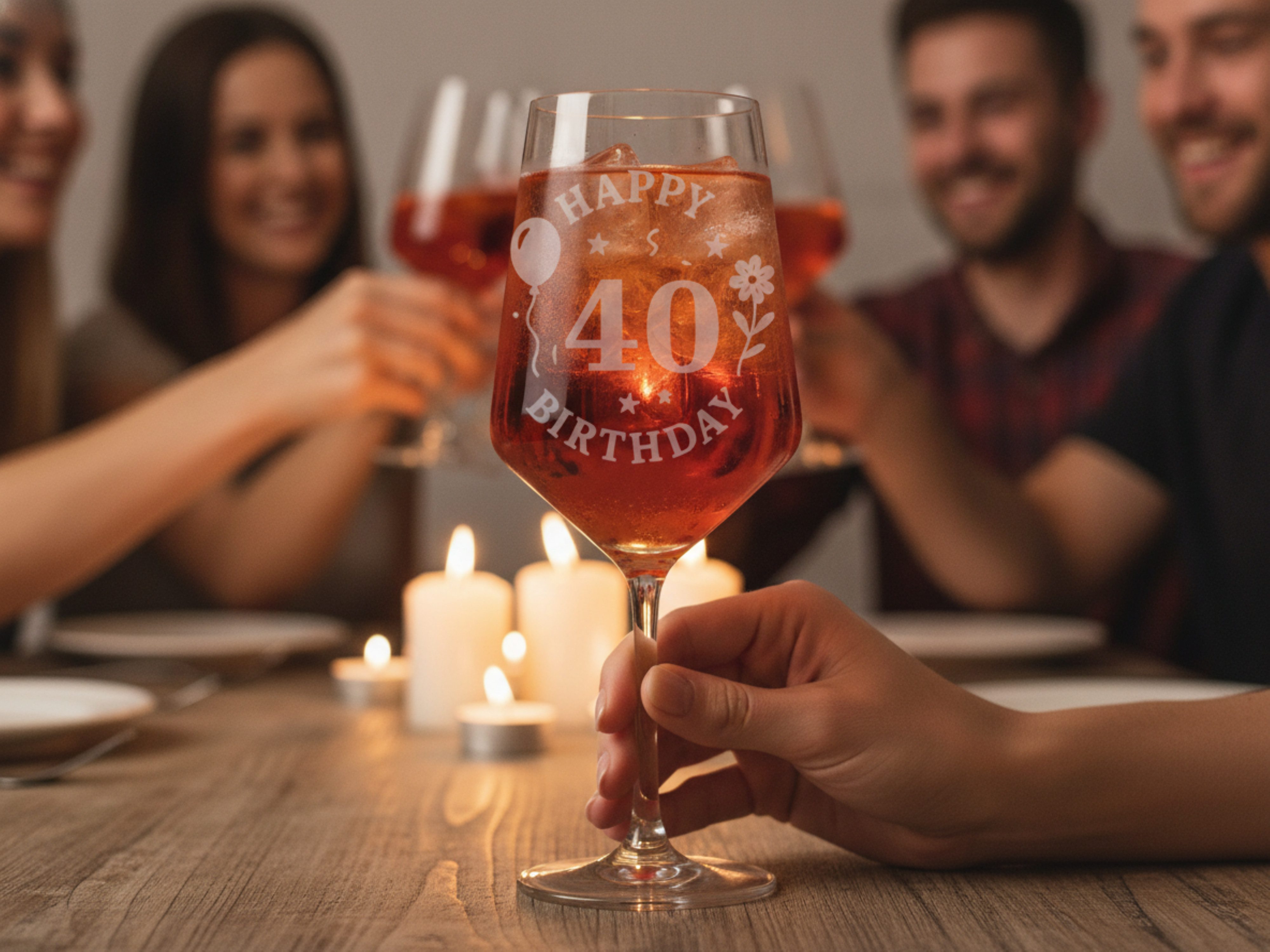 Valhalla Weinglas Gravur Happy Birthday 40 Geburtstag 350ml, 1-tlg., Glas, Atemberaubende Darstellung – Bild 3 von 5