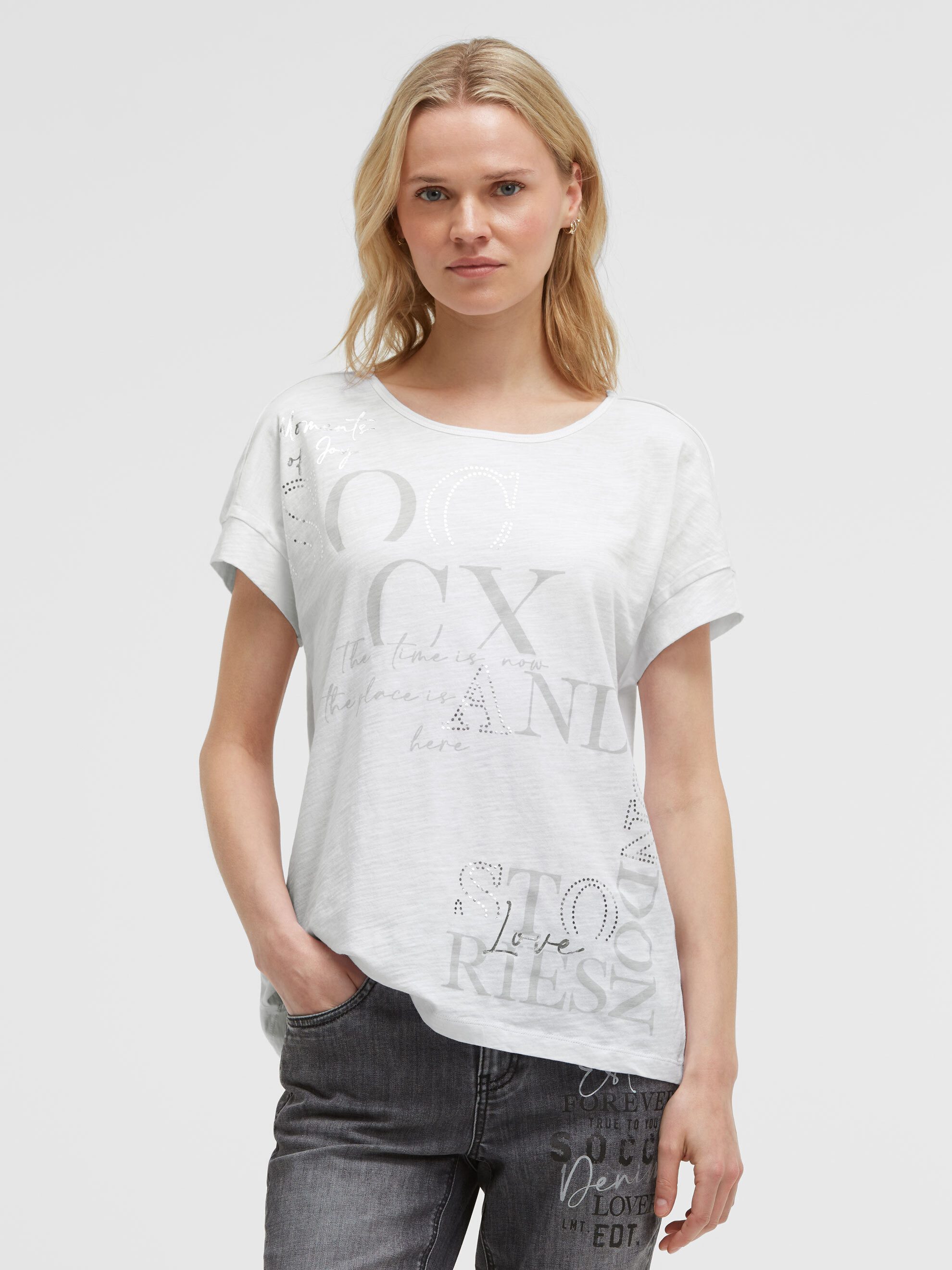 SOCCX Rundhalsshirt mit überschnittener Schulter