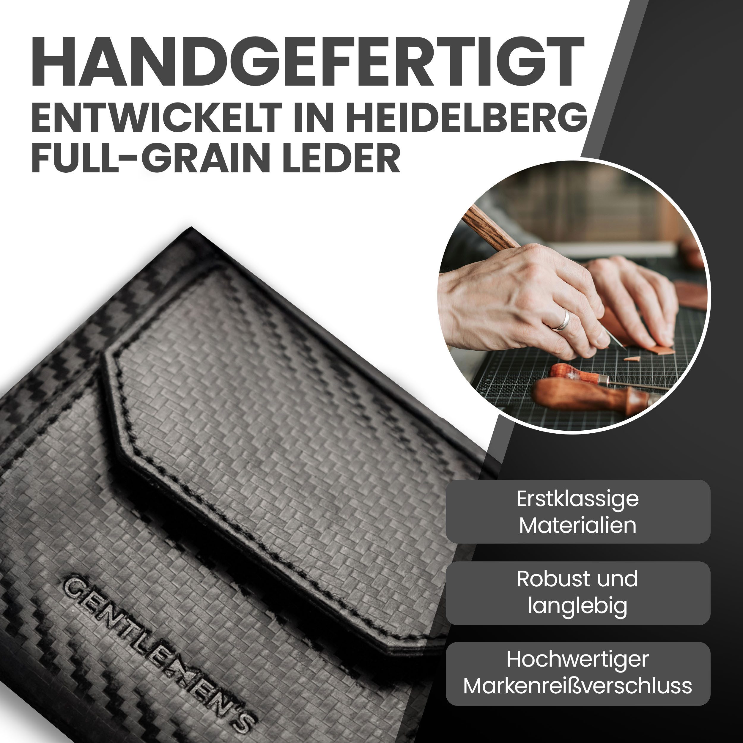 Gentlemen's Geldbörse Slim Wallet - Geldbeutel mit Münzfach und RFID Schutz, aus hochwertigem Echtleder mit Schein- & Münzfach – Bild 5 von 5