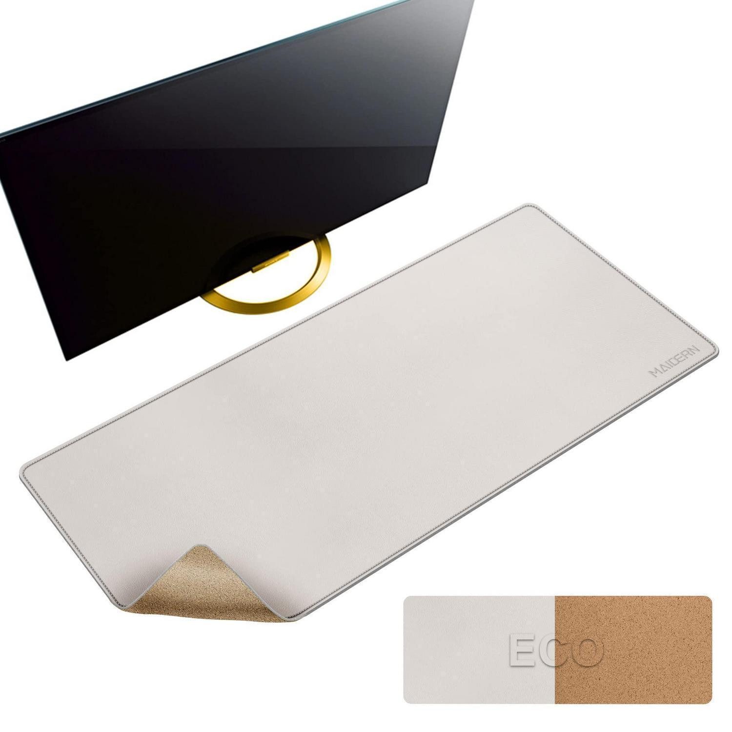 LuxusKollektion Schreibtischunterlage Schreibtischunterlage Kork/ XL 100x40cm Creme in Lederoptik