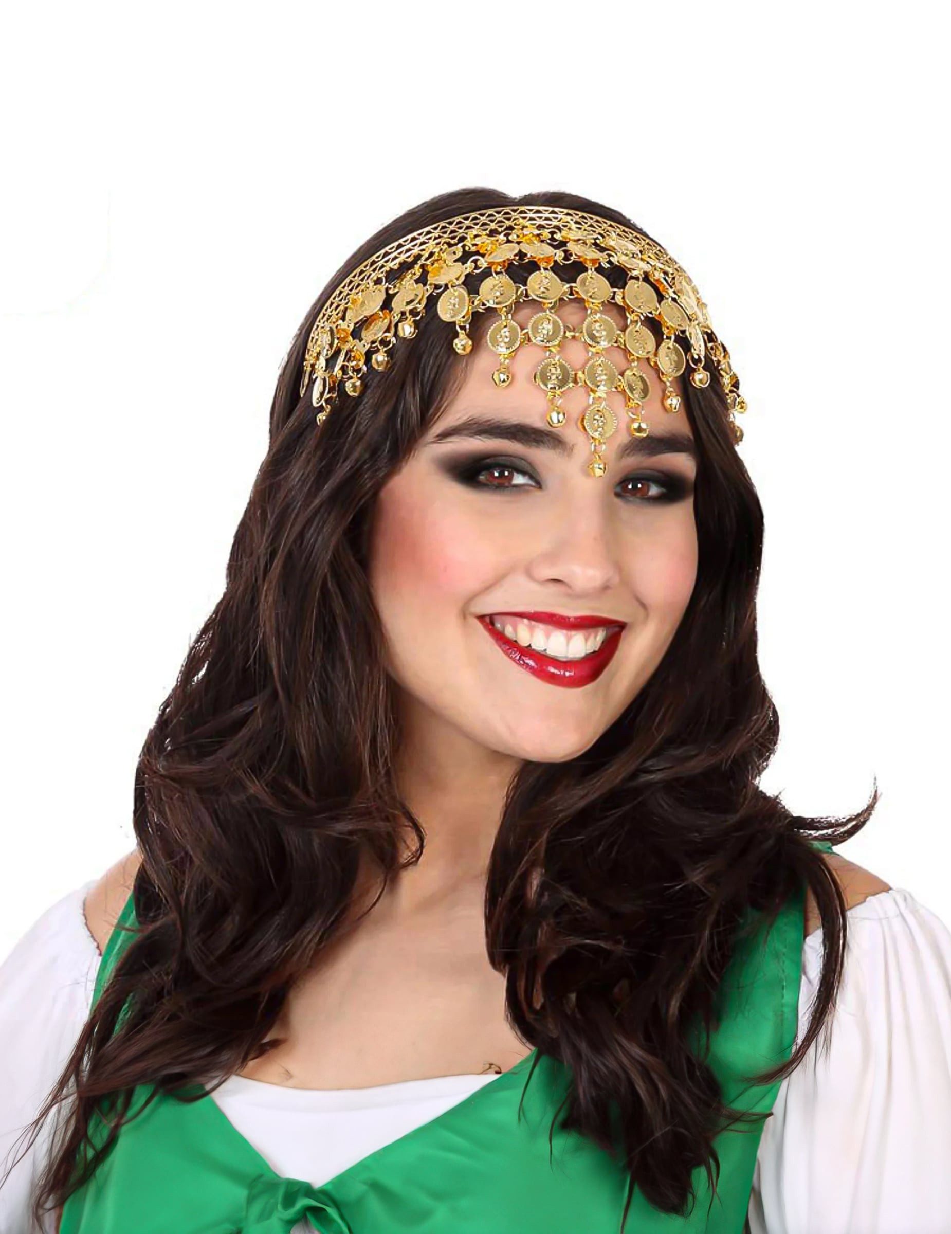atosa Kostüm Orientalisches Haarband Schmuck für Damen Accessoire Fasching gold