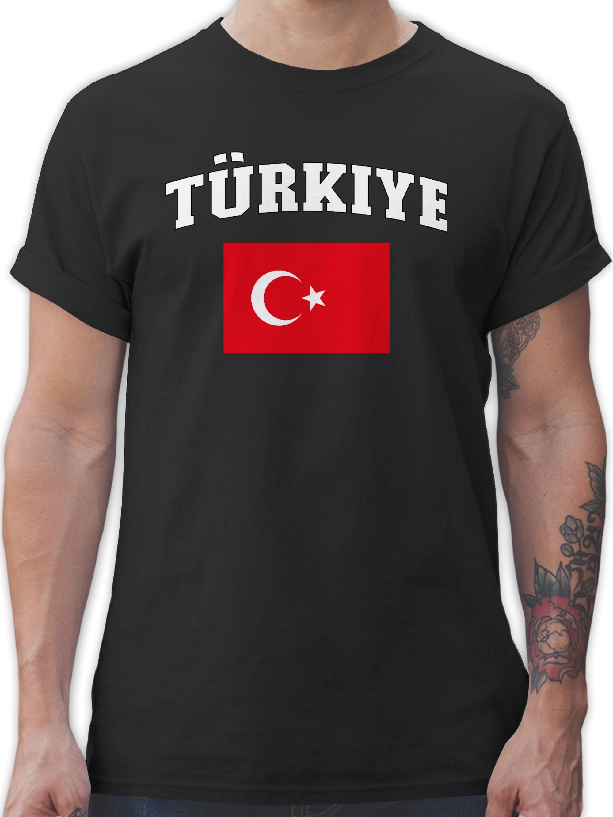 T-Shirt Türkiye Schriftzug mit Flagge, Türkei, Turkey, Türkisch