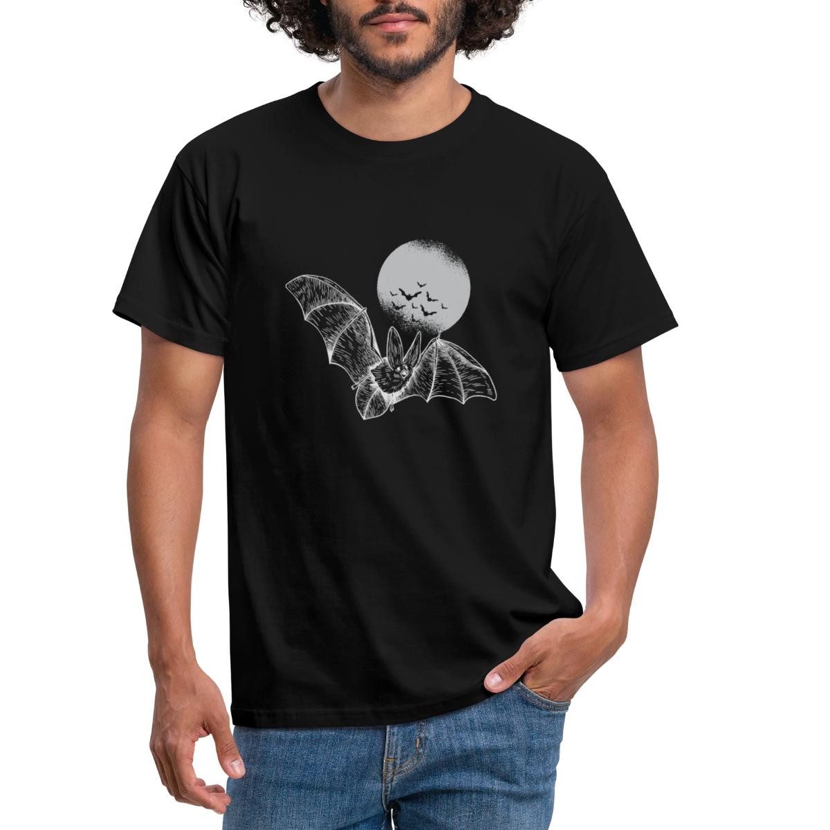 Spreadshirt T-Shirt Halloween Fledermaus Mit Vollmond Gruselig Männer T-Shi günstig online kaufen