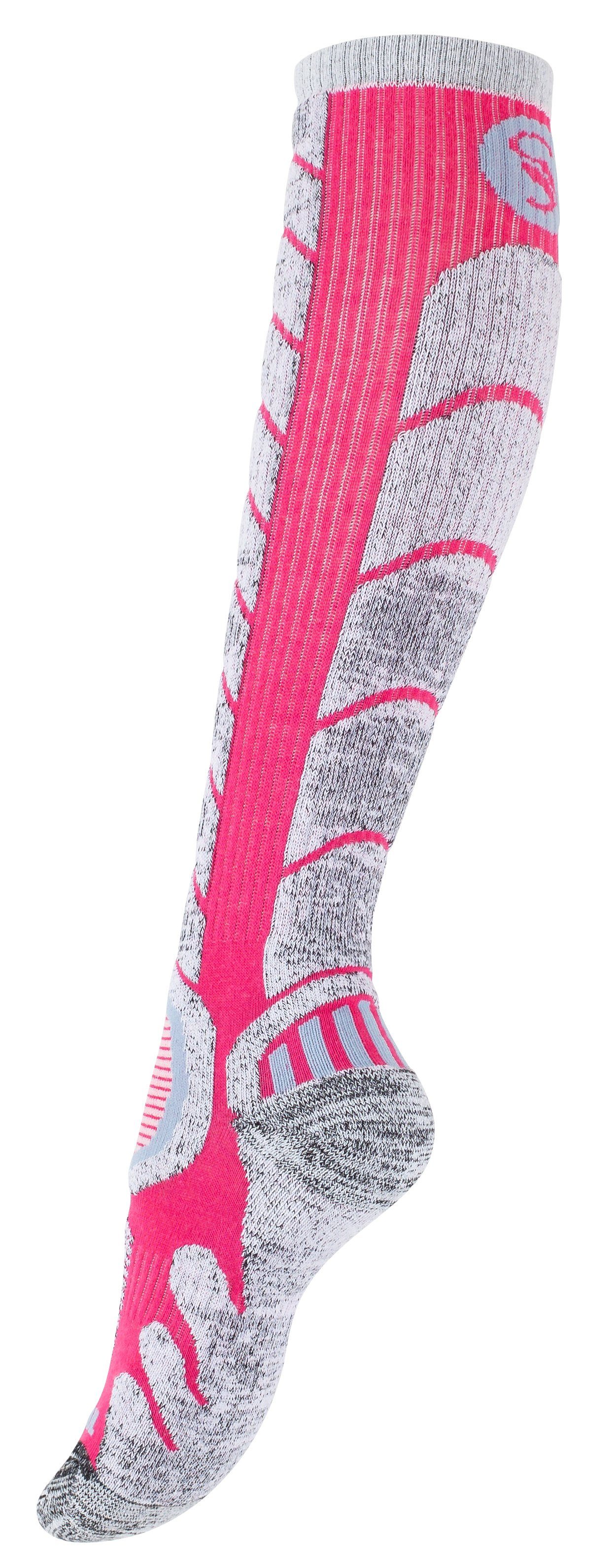Skisocken 2 Socken Paar Spezialpolsterung, Paar Pink Ski Snowboard Stark & 2 mit Soul®