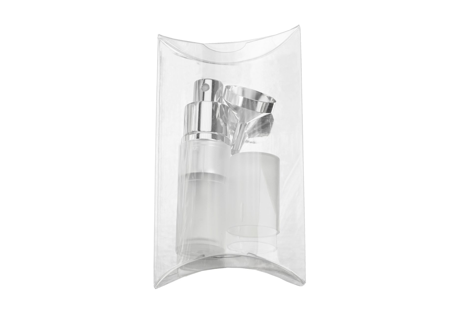 Fantasia Beauty Parfümzerstäuber Taschenzerstäuber transparent weiß für 8 ml + Trichter chromfarben (1 St), Parfüm-Zerstäuber