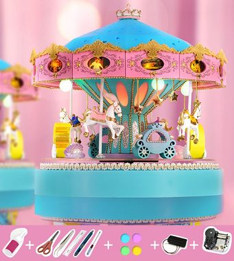 Cute Room 3D-Puzzle 3D-Puzzel DIY Miniaturhaus Puppenhaus Karussell, Puzzleteile, 3D-Puzzle, Miniaturhaus, Maßstab 1:24, Modellbausatz zum basteln