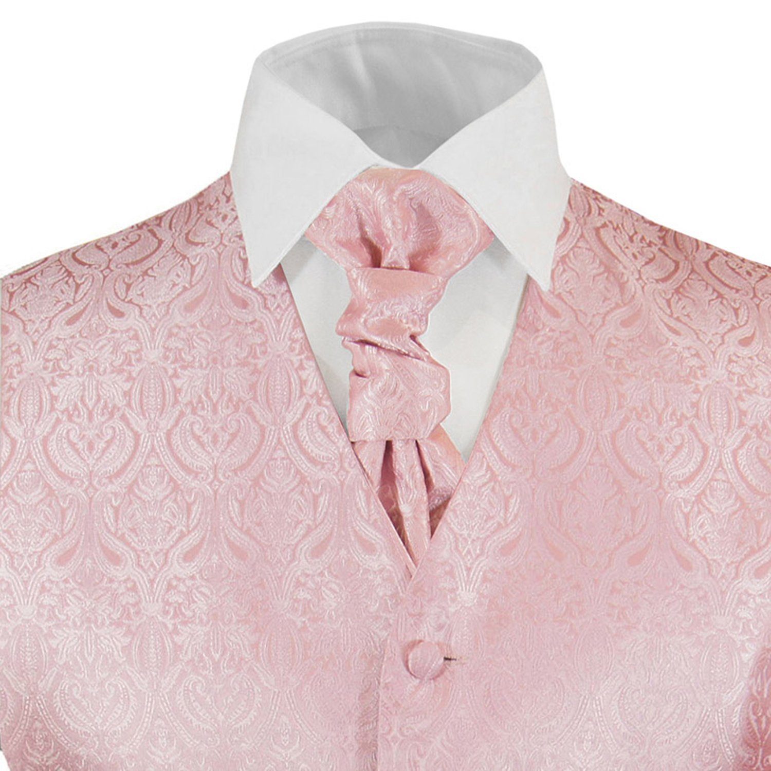 Paul Malone Anzugweste Herren Hochzeitsweste mit Plastron Set 2tlg barocke rosa (Set, 2-tlg., mit Weste und Plastron) altrosa V366, Gr. 52 (M)