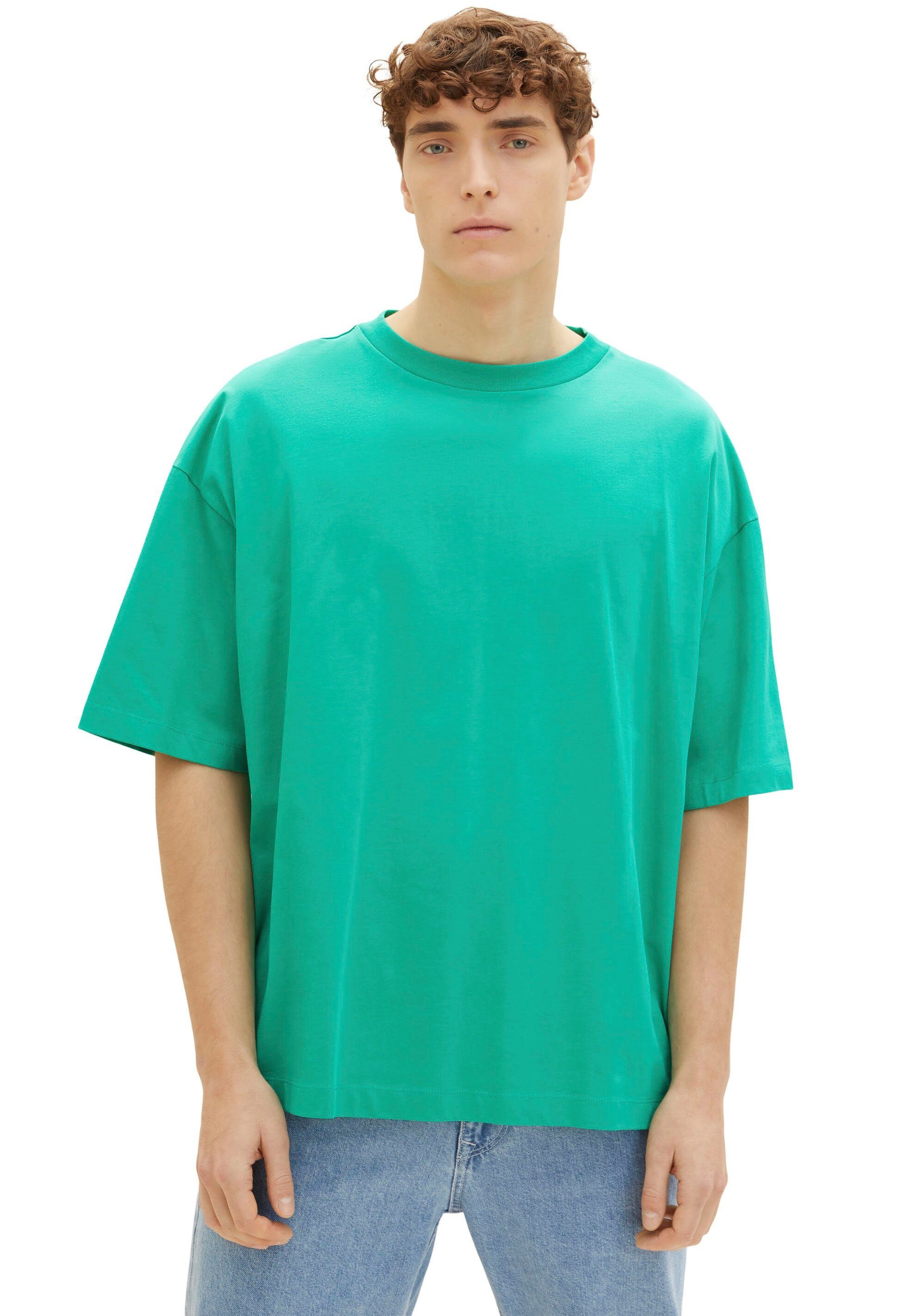 TAILOR mit Rundhalsausschnitt grün Denim Oversize-Shirt TOM
