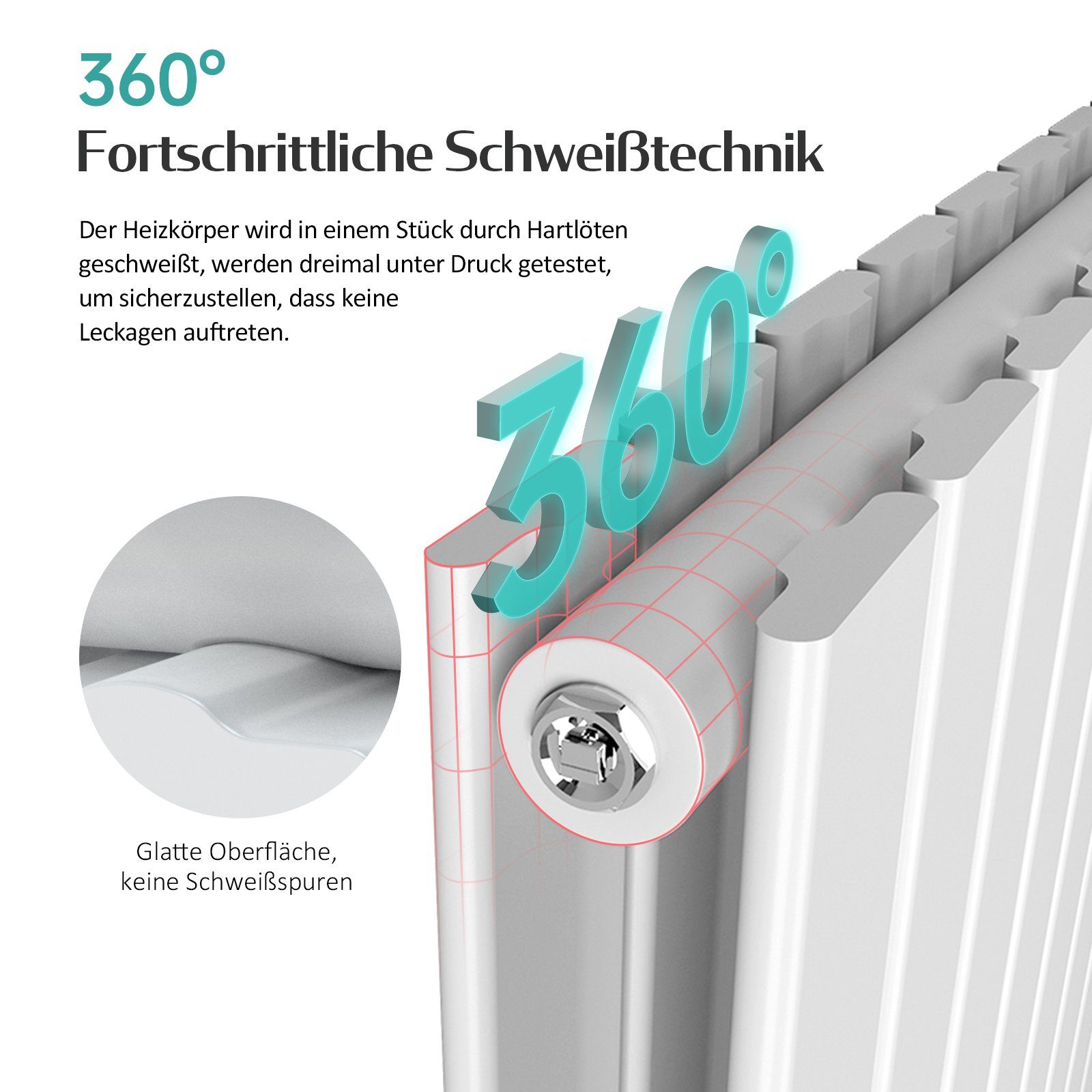 EMKE Heizkörper 180x62cm Flach Heizkörper Design Paneelheizkörper, Vertikal,Mittelanschluss – Bild 5 von 5