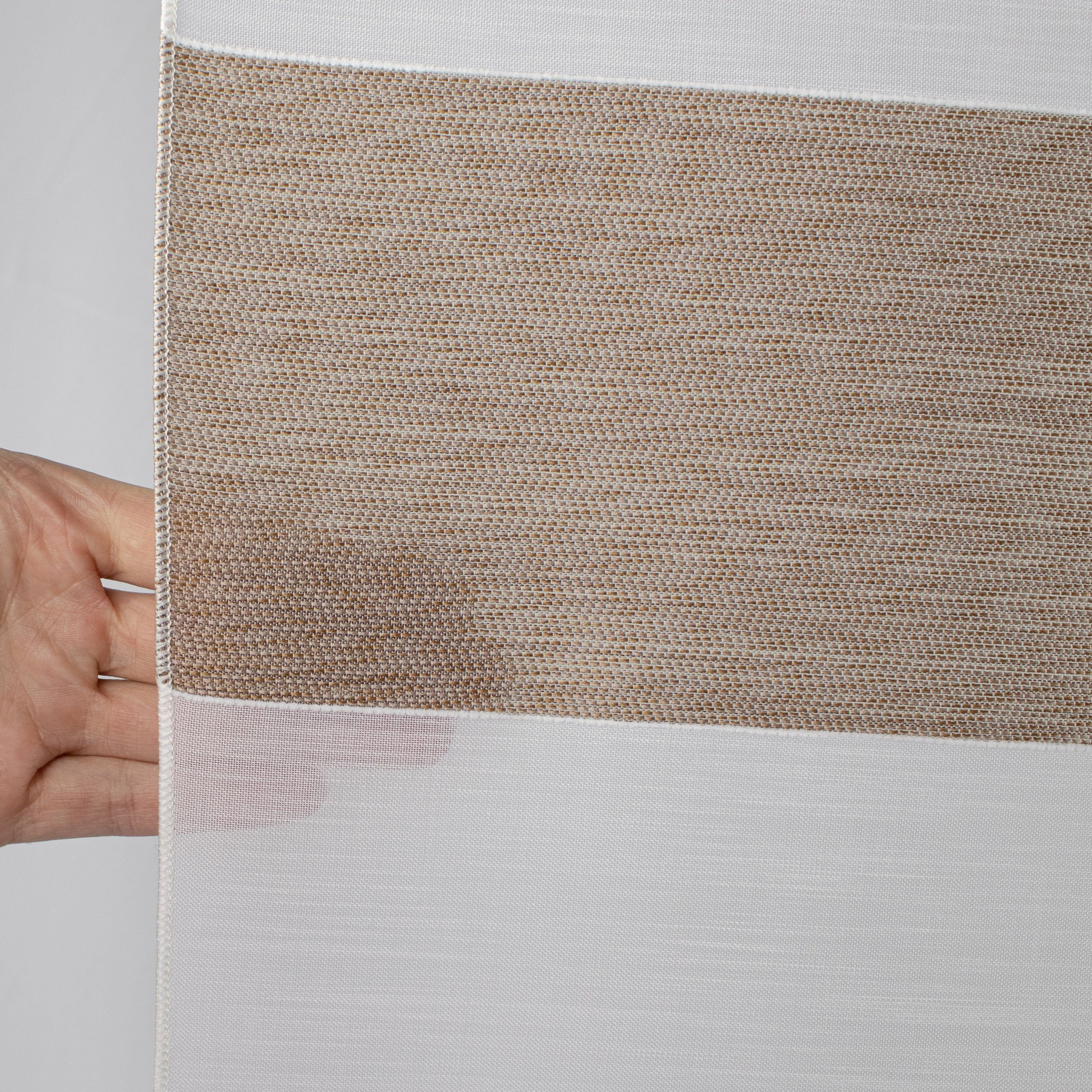 EXPERIENCE Scheibengardine Mini Flächenvorhang 2280-13 beige weiß 3tlg., Miniflächenvorhang (3 St), Stangendurchzug, halbtransparent, gewebt