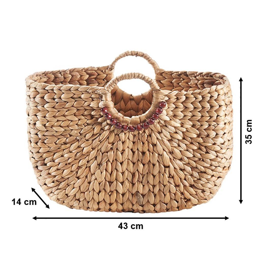 Kobolo Shopper Tasche Korbtasche mit rundem Griff Wasserhyazinthe günstig online kaufen