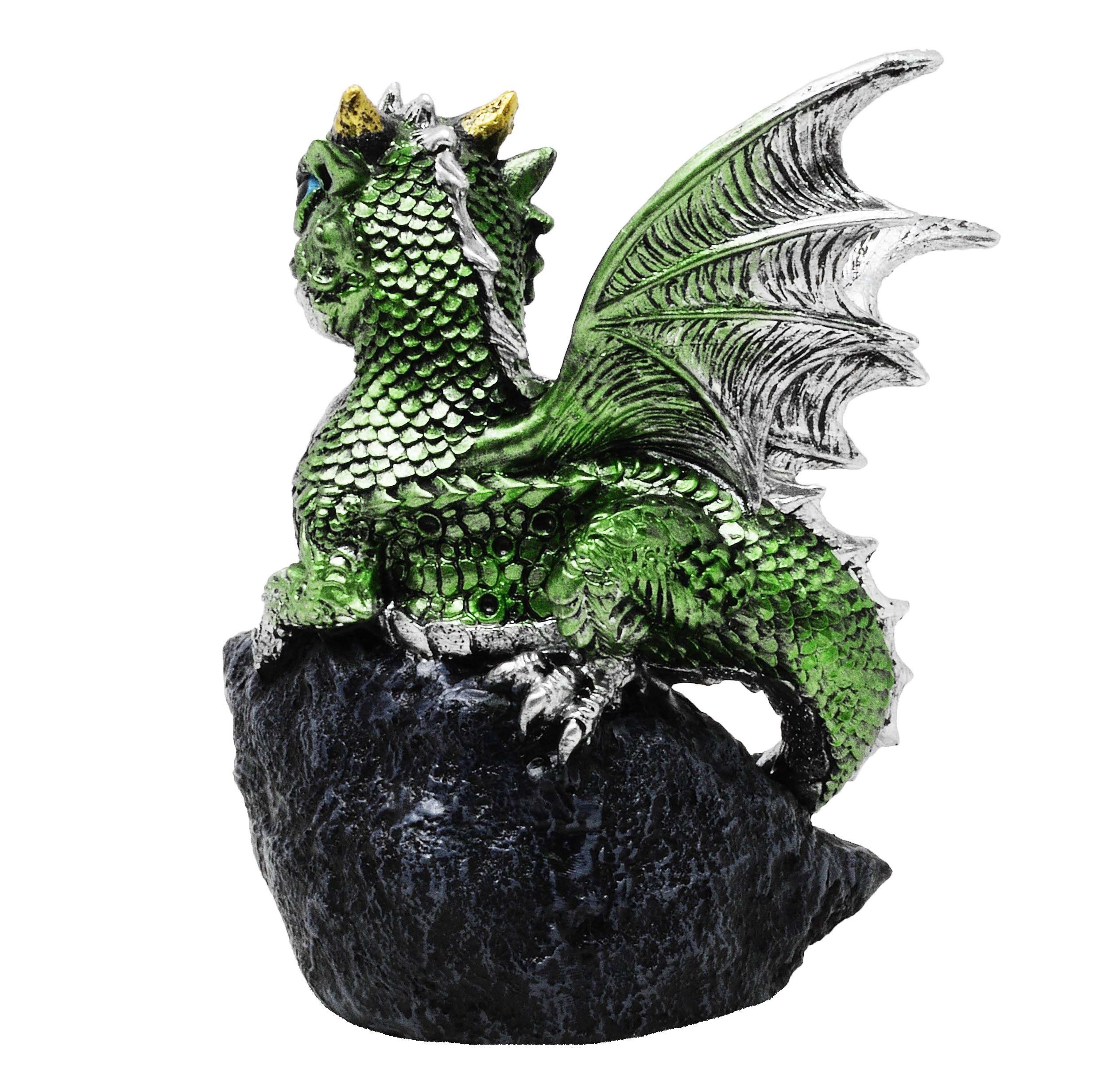 MystiCalls Fantasy-Figur Dekofigur Drache grün mit Dracheneier Drachenfigur Fantasy (1 St), Perfekt zu jedem Anlass - Geburtstag, Weihnachten