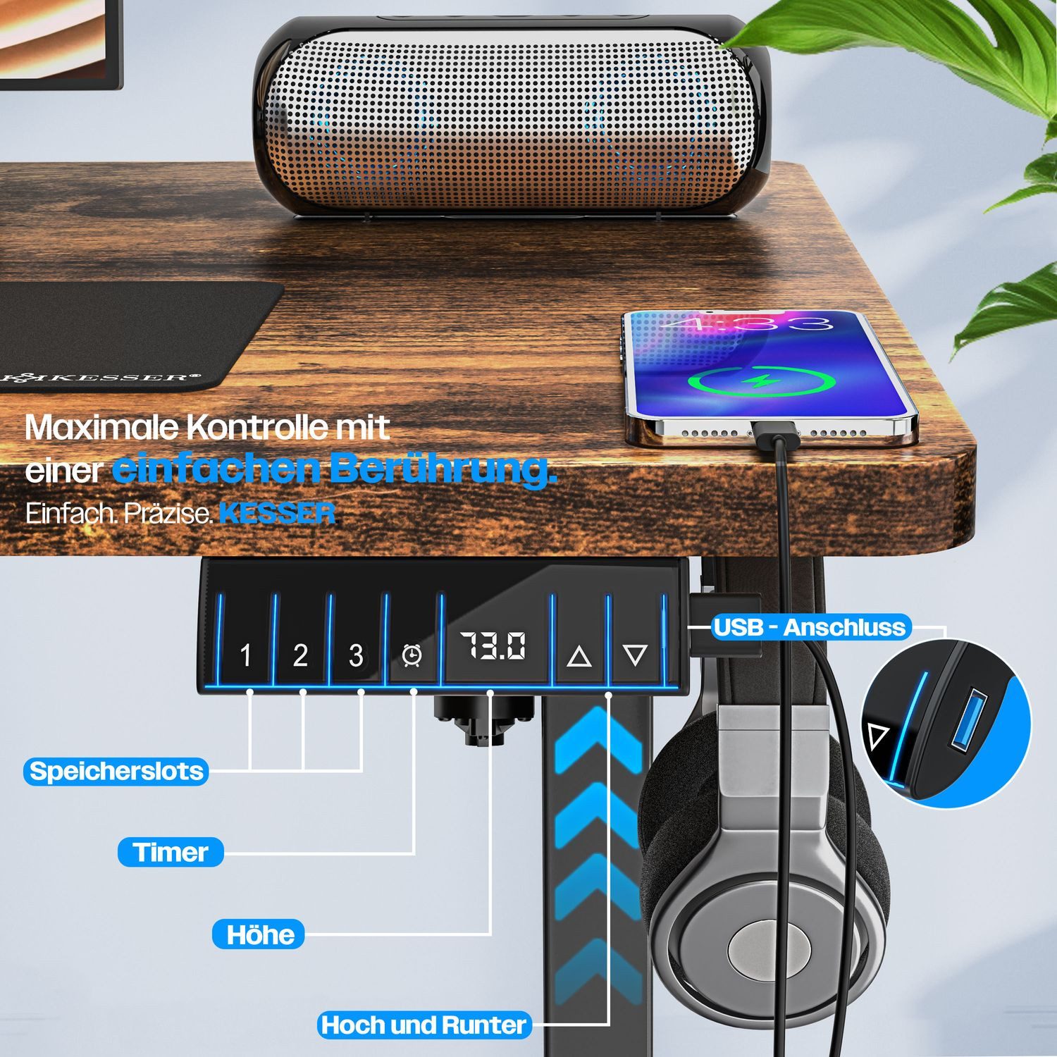 KESSER Schreibtisch, elektrischer & Höhenverstellbarer Computertisch für Ho günstig online kaufen