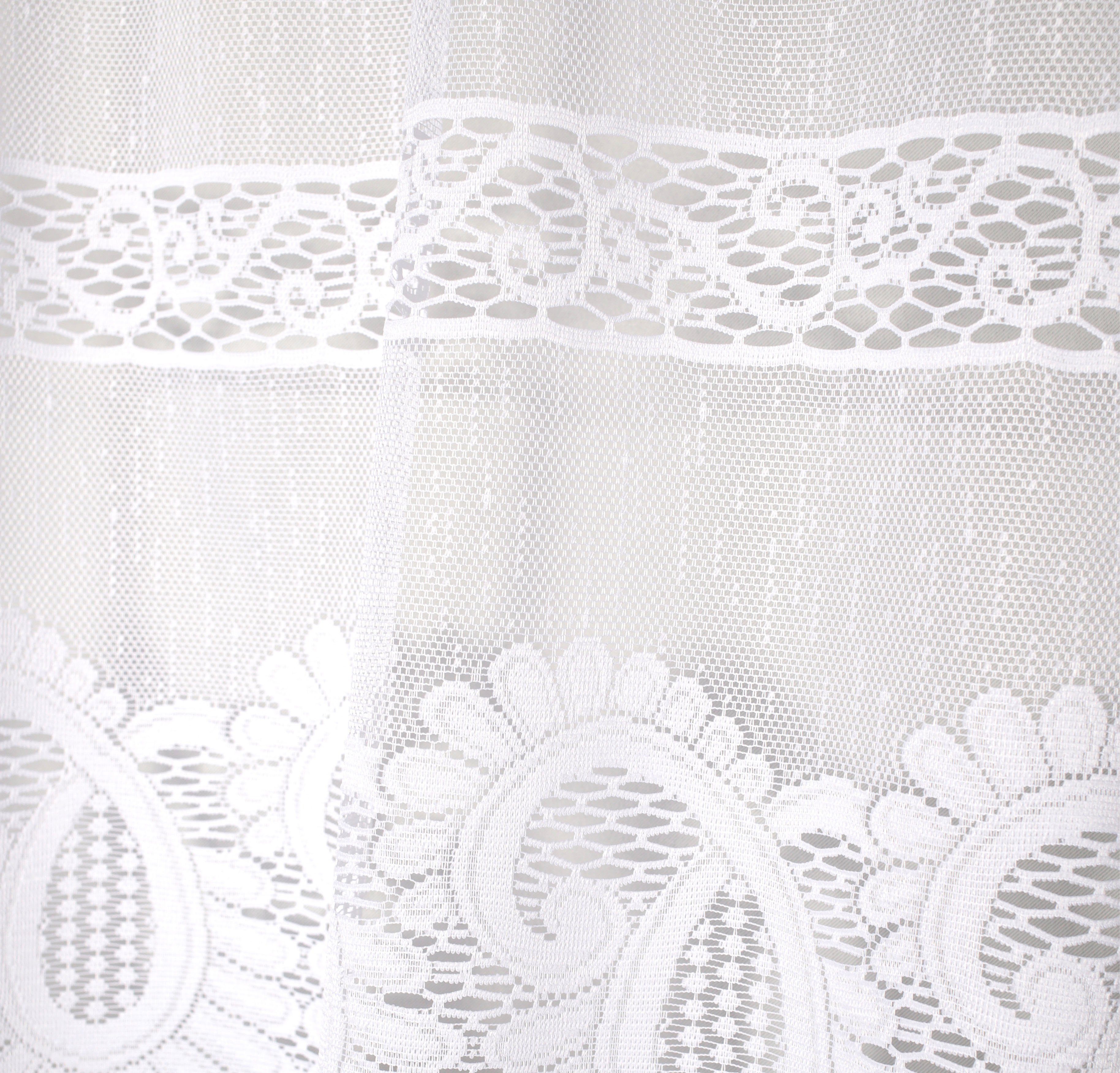 HOME WOHNIDEEN Gardine LEONORA (1 St), Stangendurchzug, halbtransparent, Wirkware, Kurzstore Jacquard, Scheibengardine