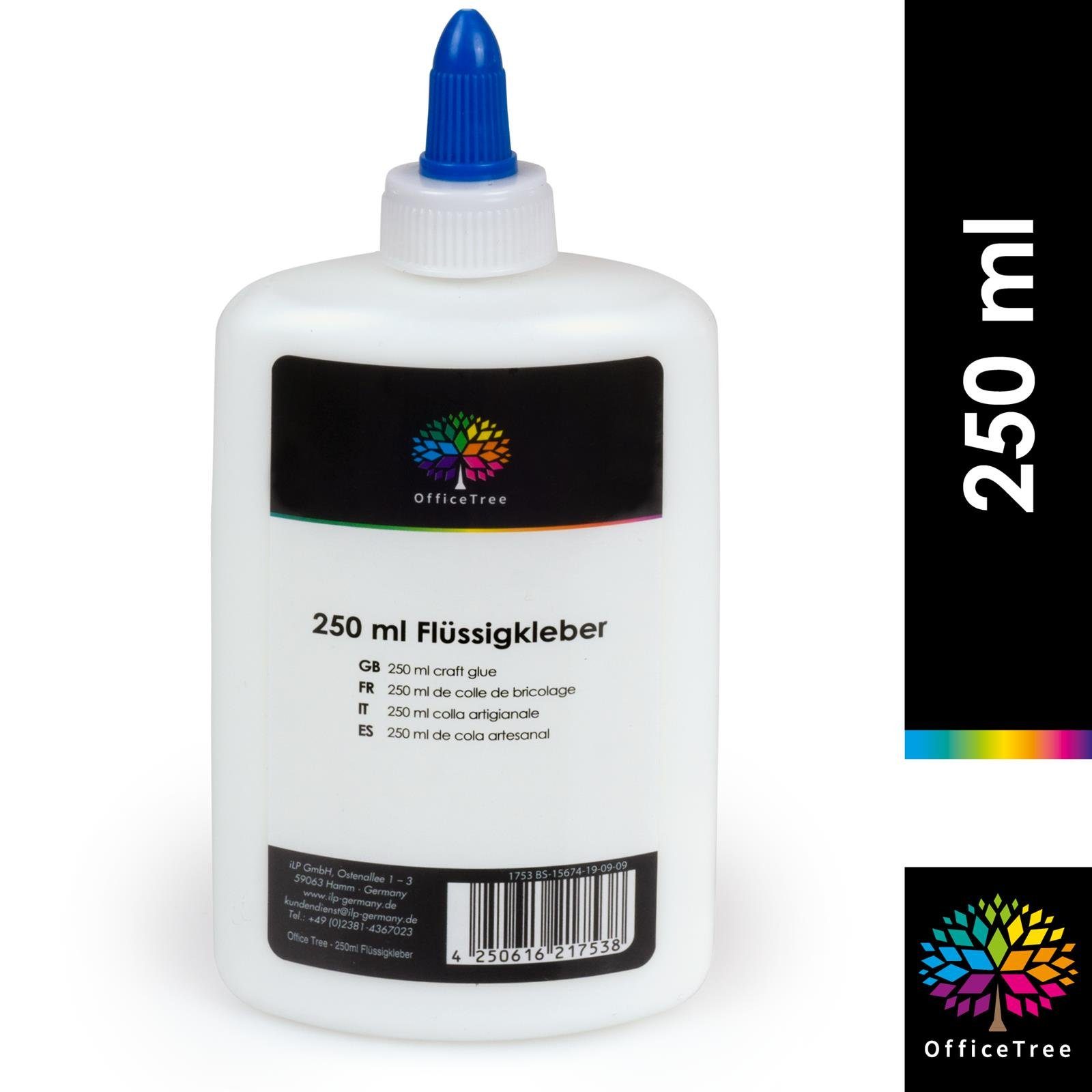 OfficeTree Wok OfficeTree Bastelkleber 250 ml - Transparent Trocknend (wp), (Set)