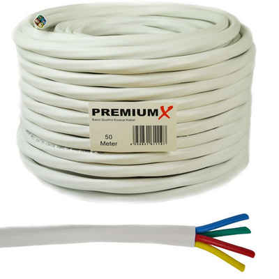 PremiumX 50m Basic Quattro Koaxial SAT Kabel 90dB 2-Fach geschirmt Weiß TV-Kabel