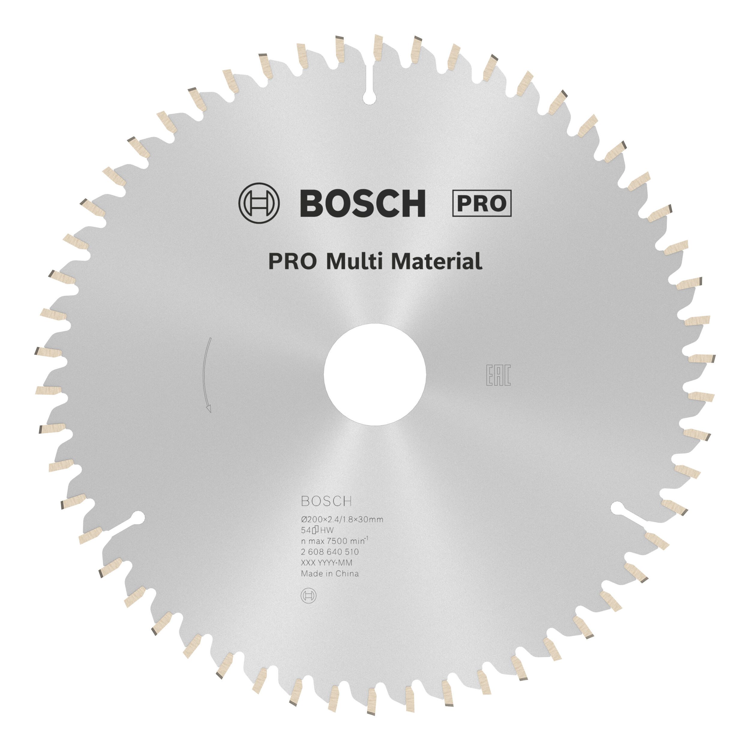 BOSCH Kreissägeblatt Pro Multi Material, Multi Material, 200 x 2,4 x 30 mm, 54 Zähne, für Netz-Handkreissägen