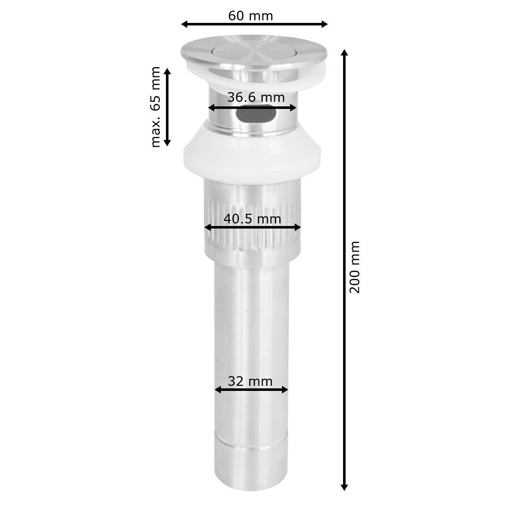 Sanlingo Ablaufgarnitur Edelstahl Abfluss Pop Up Überlauf Exenter Waschbecken Bad Küche