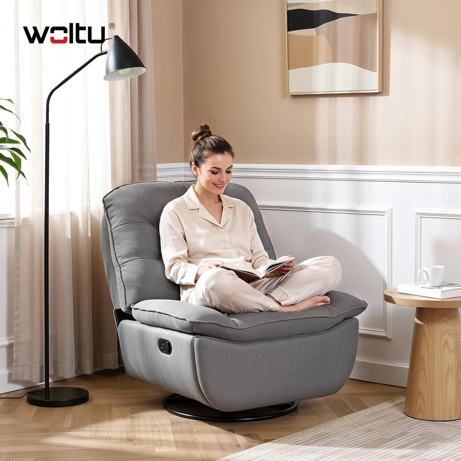 Woltu Relaxsessel, mit Liegefunktion, mit klappbarer Fußstütze, 95 cm breite Sitzfläche