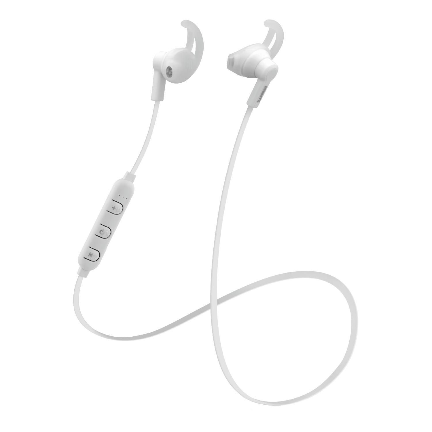 STREETZ Bluetooth In-Ear Sportkopfhörer langer Akkulaufzeit USB In-Ear-Kopfhörer (integriertes Mikrofon, kabellos, Freisprechfunktion u. Bedienkonsole inkl. 5 Jahre Garantie) weiß