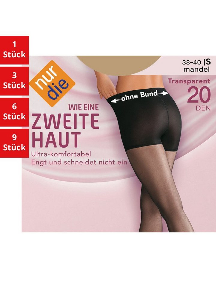 Nur Die Feinstrumpfhose Wie eine zweite Haut 20 DEN Damen (1er/3er/6er/9er  Pack 1 St) nylon transparent Fein-strumpfhose frauen durchsichtig multipack  seide