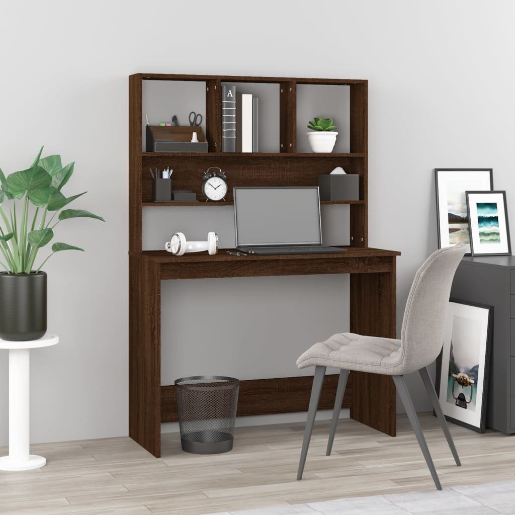furnicato Schreibtisch mit Regal Braun Eiche günstig online kaufen