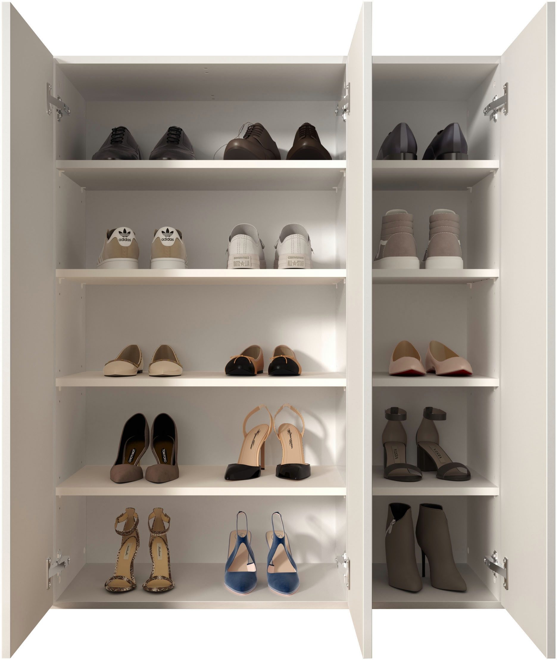 OTTO home Schuhschrank SMILE Breite 95 cm, Höhe 114 cm, Schuhregal mit 5 Ebenen, Schuhkommode in Weiss Hochglanz Lack – Bild 3 von 5