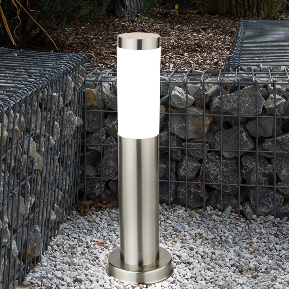 etc-shop Außen Steck silber Außen-Stehlampe, Garten Leuchtmittel LED inklusive, Leuchte Stand Strahler Erdspieß Warmweiß,