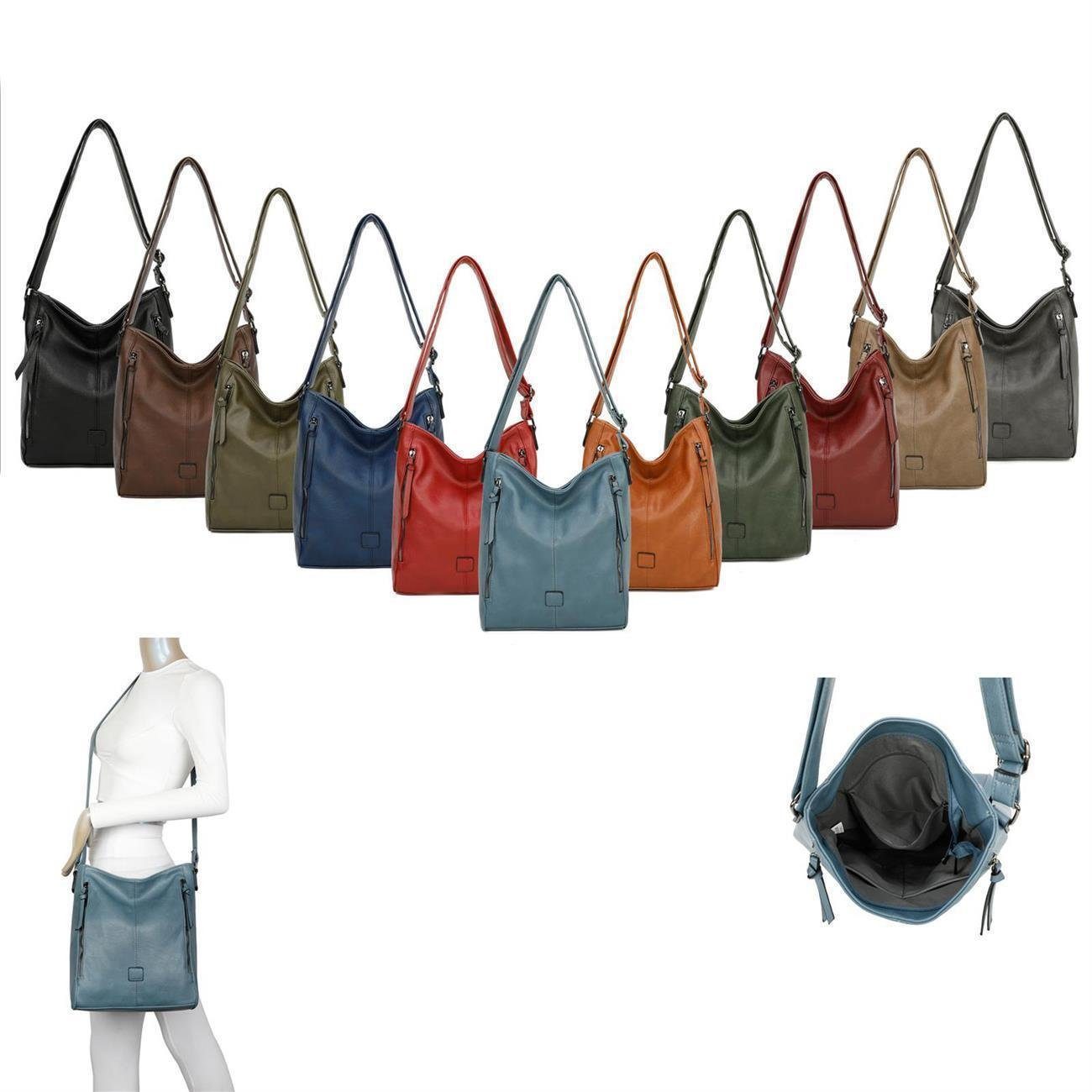 ITALYSHOP24 Schultertasche Damen Tasche Shopper Crossbody CrossOver Bodybag günstig online kaufen