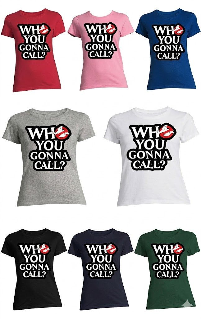 Blondie & Brownie T-Shirt Who You Gonna Call Damen Shirt Kultfilm Retro Fanmotiv Look (Einzelstück, Einzelartikel) Who You Gonna Call D Tee Kult Retro Mode