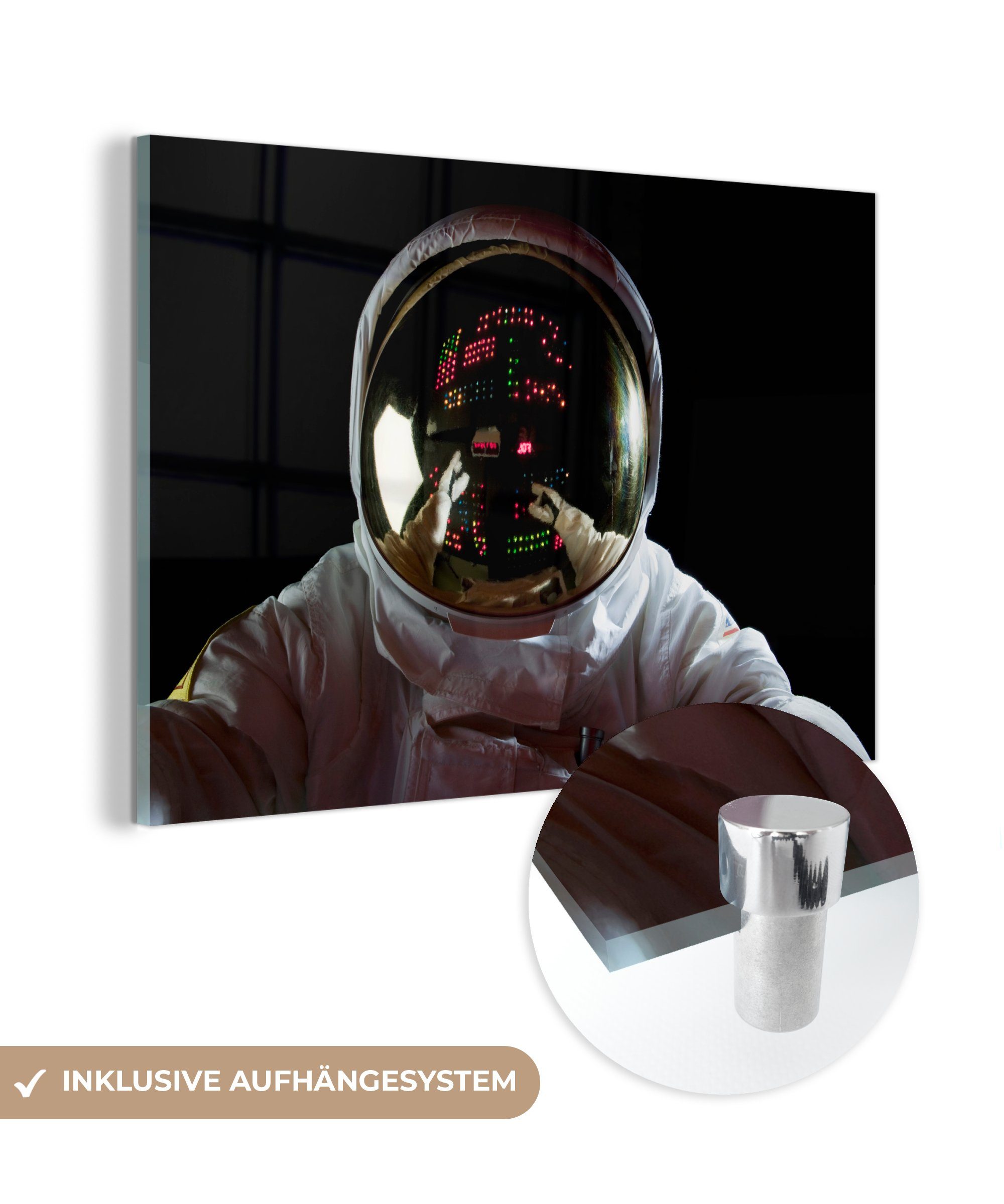 MuchoWow Acrylglasbild Weltraum - Astronaut - Schwarz, (1 St), Acrylglasbilder Wohnzimmer & Schlafzimmer