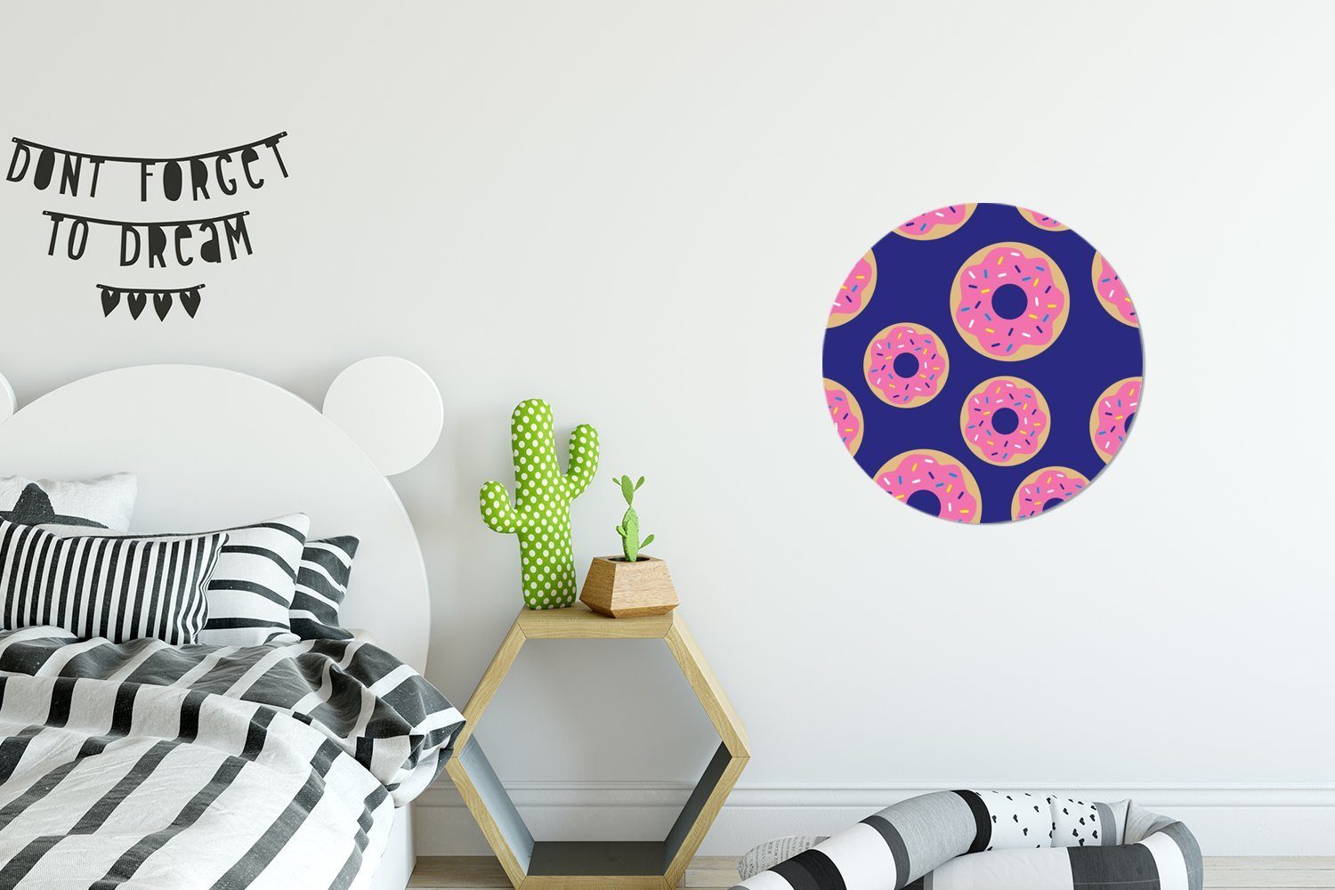 - Wandsticker für Kinderzimmer, Rund, St), Blau Wohnzimmer Tapetenkreis Donut MuchoWow (1 - Design Tapetenaufkleber,