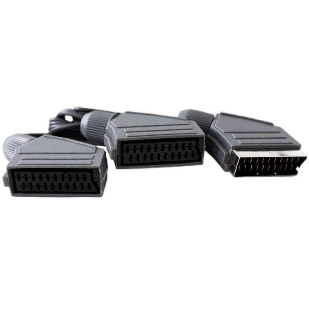 Vivanco SCART-Kabel Y-Adapter IN/OUT Verteiler Splitter Video-Adapter Scart zu Scart, Scart-Stecker zu 2x Scart-Buchse für TV DVD-Player Videorekorder