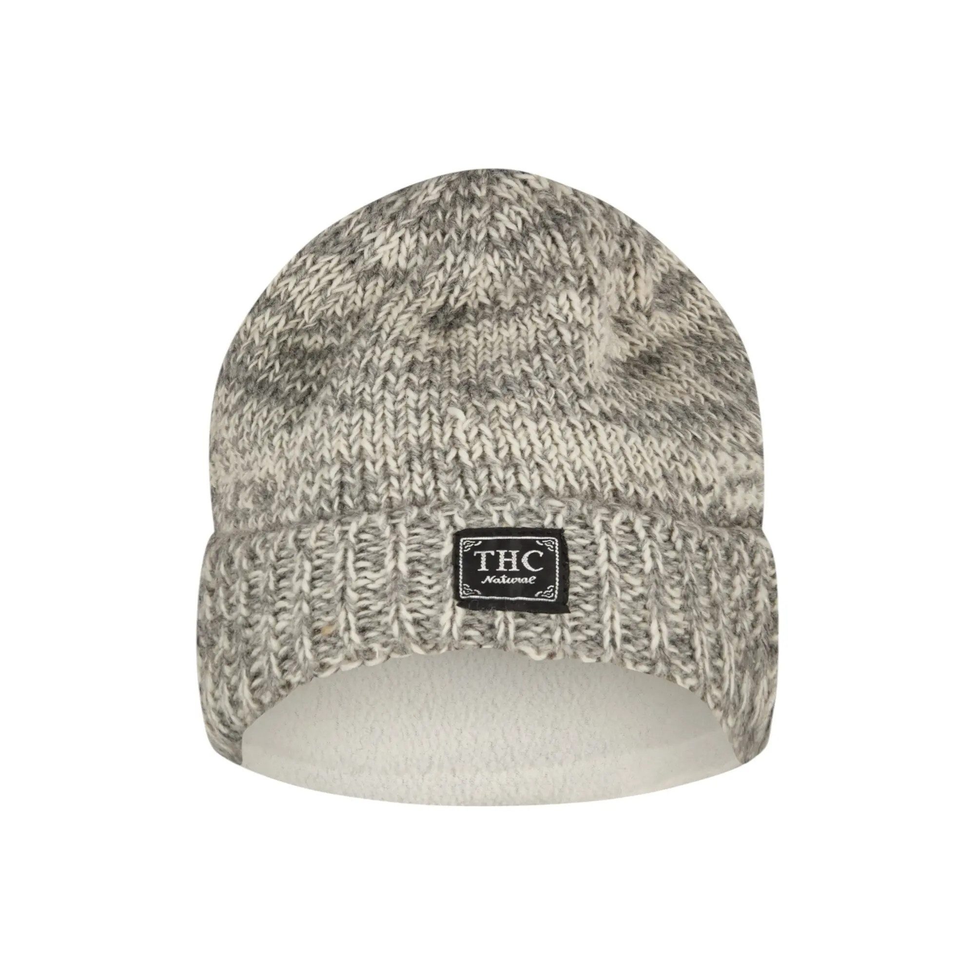 THC Natural Line Strickmütze THC Schafwoll Rollcap 812 beige (1 Stück, 1-St., 1 Stück) Innenfutter: Fleece