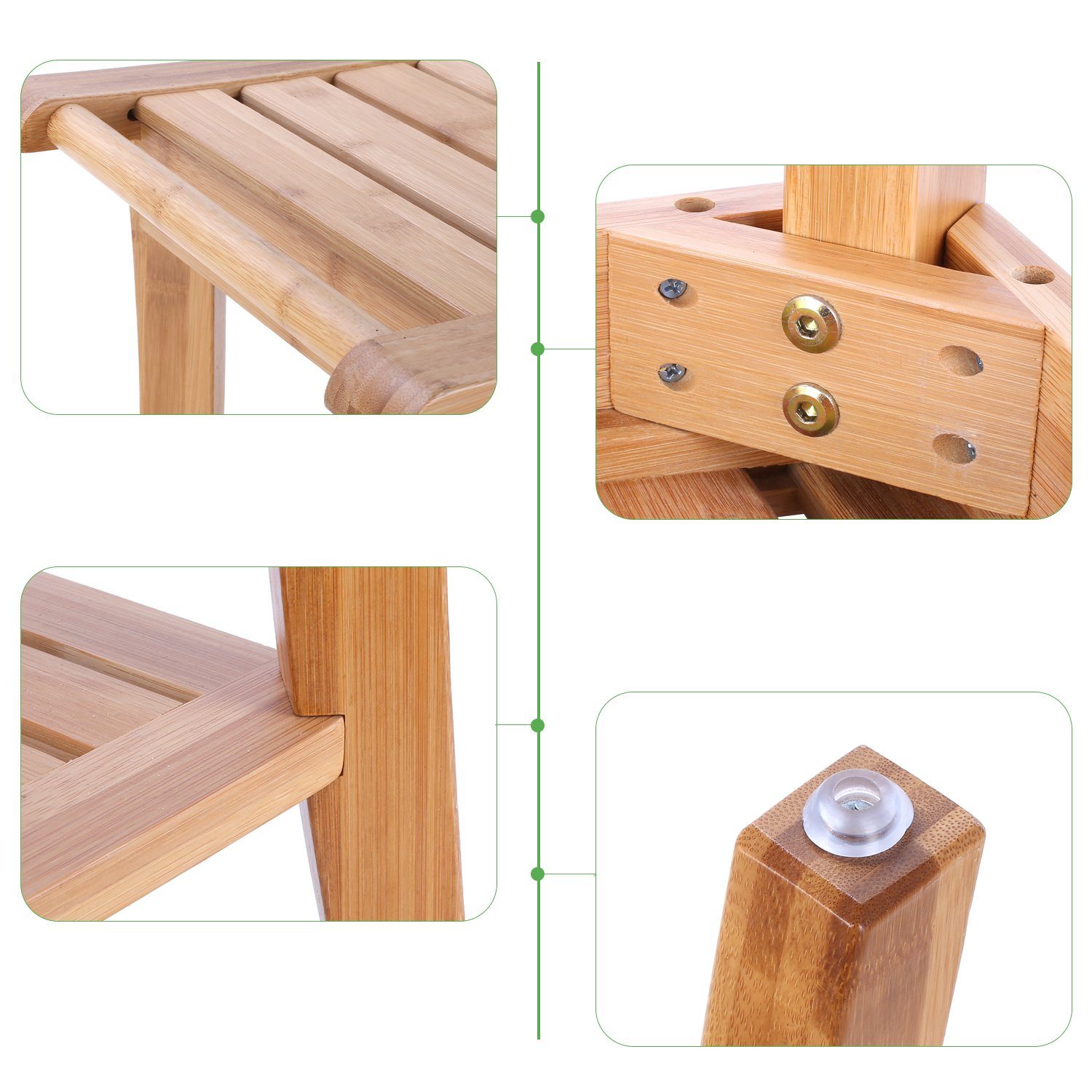 HOMECHO Dusch- und Badhocker, belastbar bis 150 kg, Sitzhocker Sitzbank Bambus