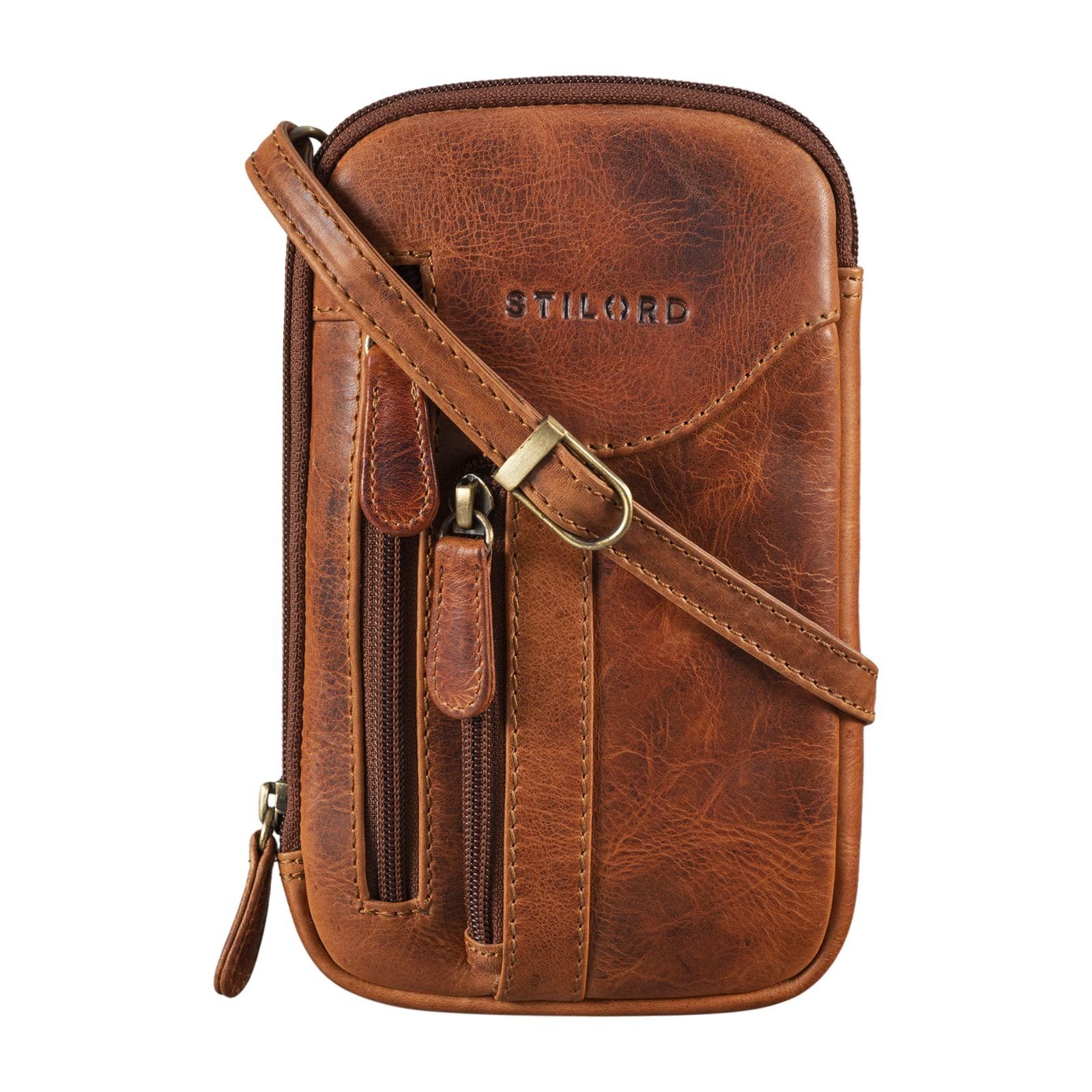 STILORD Handtasche "Lane" 3-in-1 Handy Umhängetasche Gürteltasche kara - cognac