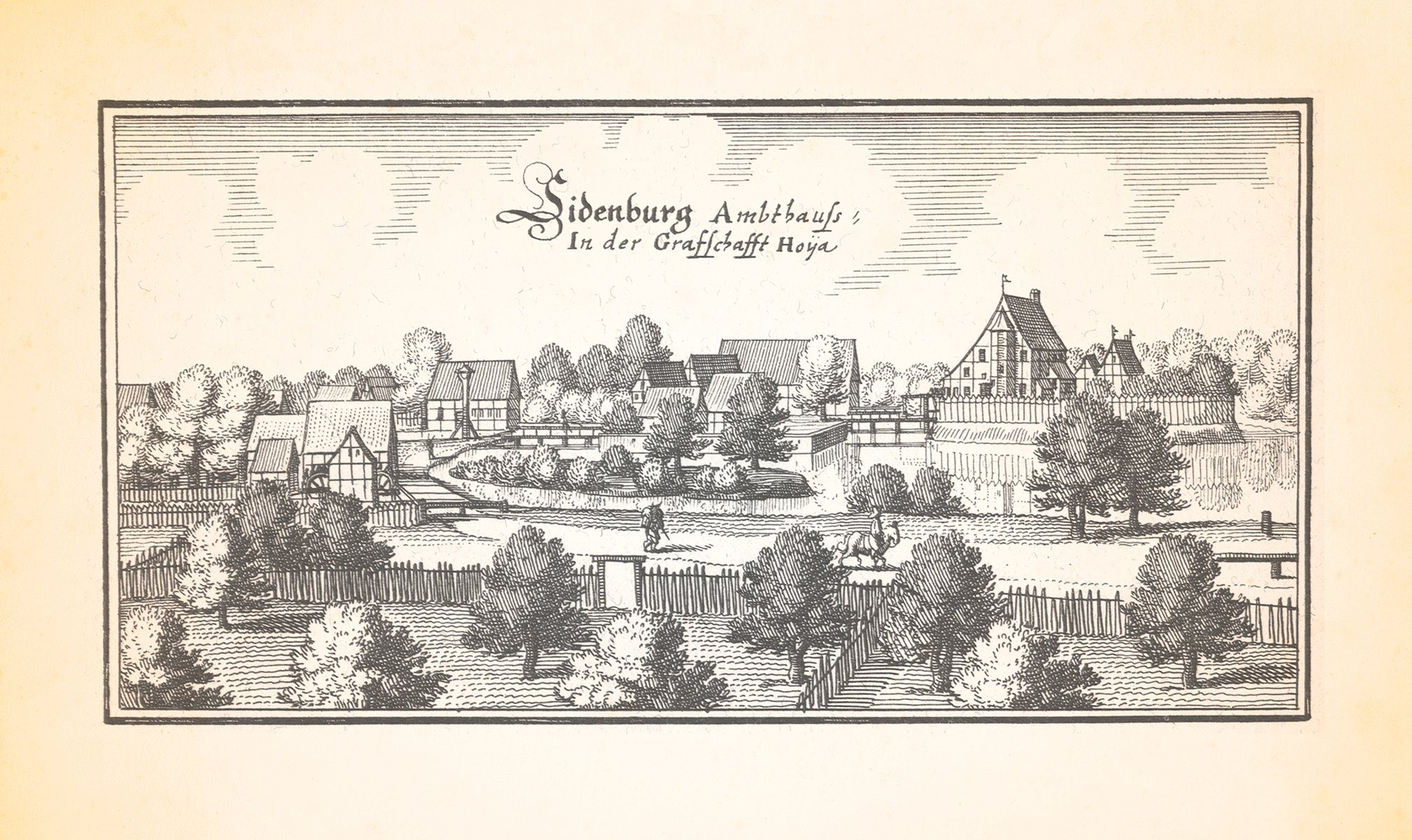 Kunstdruck Siedenburg Amtshaus in der Grafschaft Hoya Schloss Kupferstich Merian
